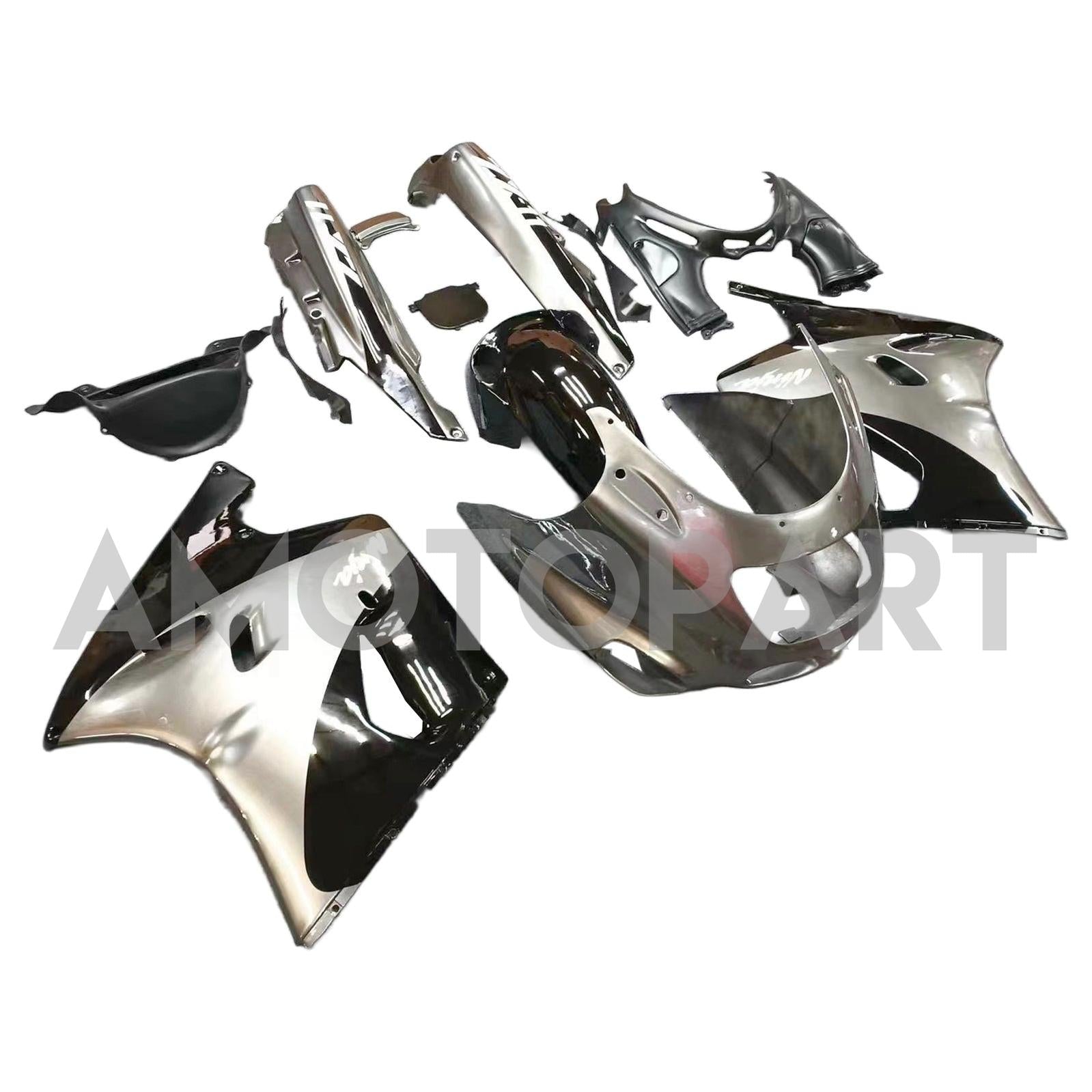 Amotopart 1993-2003 ZZR1100 Kawasaki Gris&Kit de carénage noir