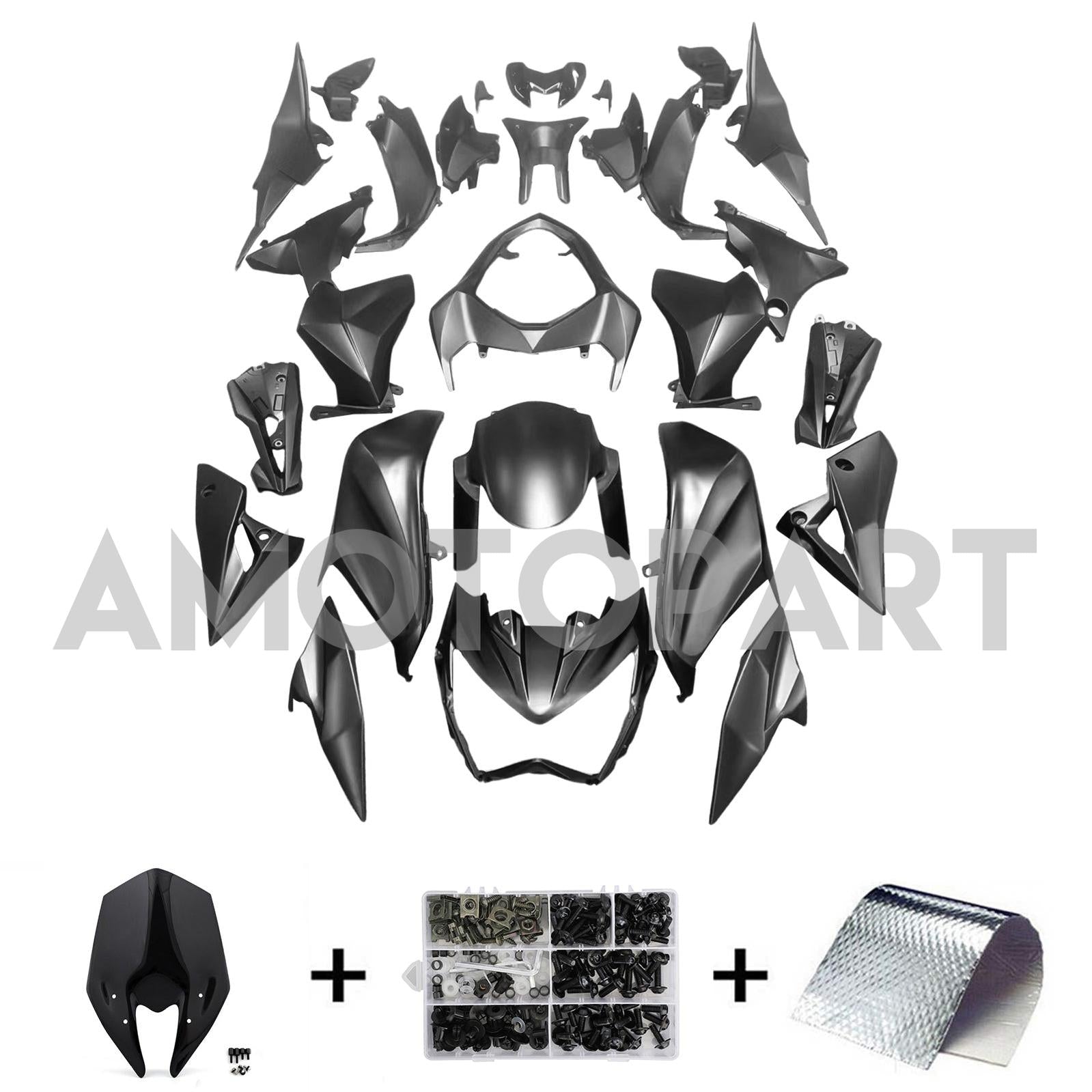 Amotopart 2013-2018 Kawasaki Z800 Matte Black Fairing Kit