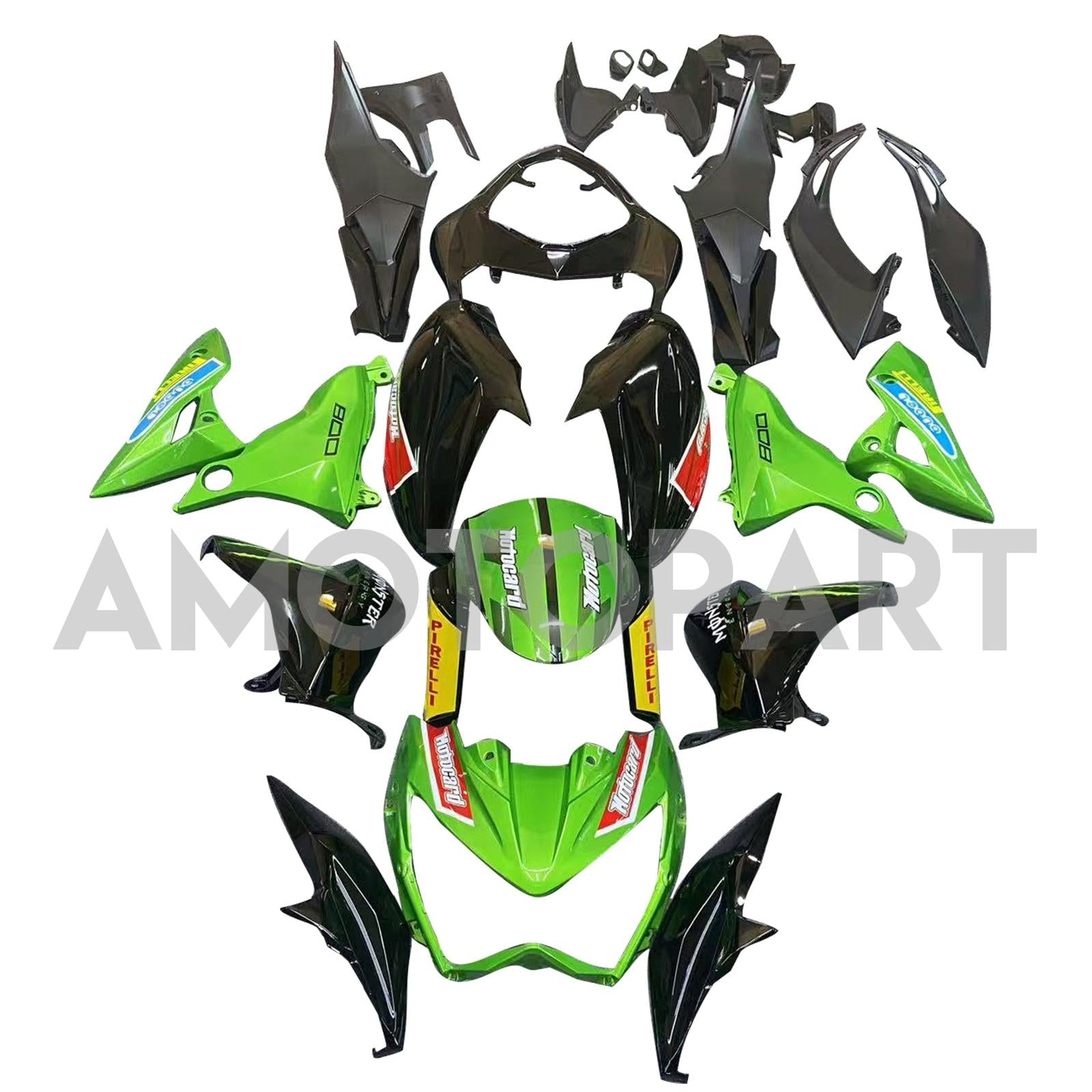 Amotopart 2013-2018 Kawasaki Z800 Green&Black Style3 Fairing Kit