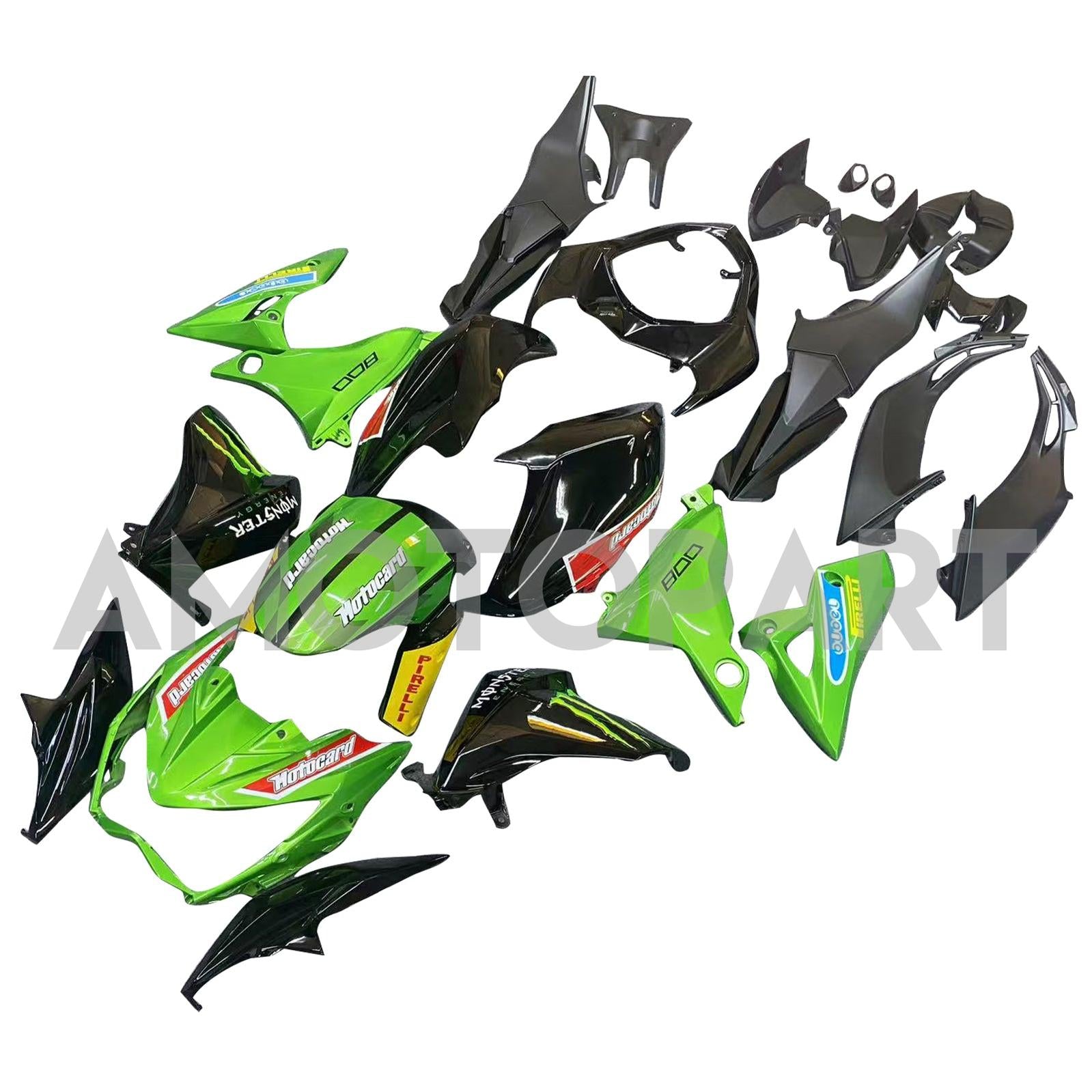 Amotopart 2013-2018 Kawasaki Z800 Green&Black Style3 Fairing Kit