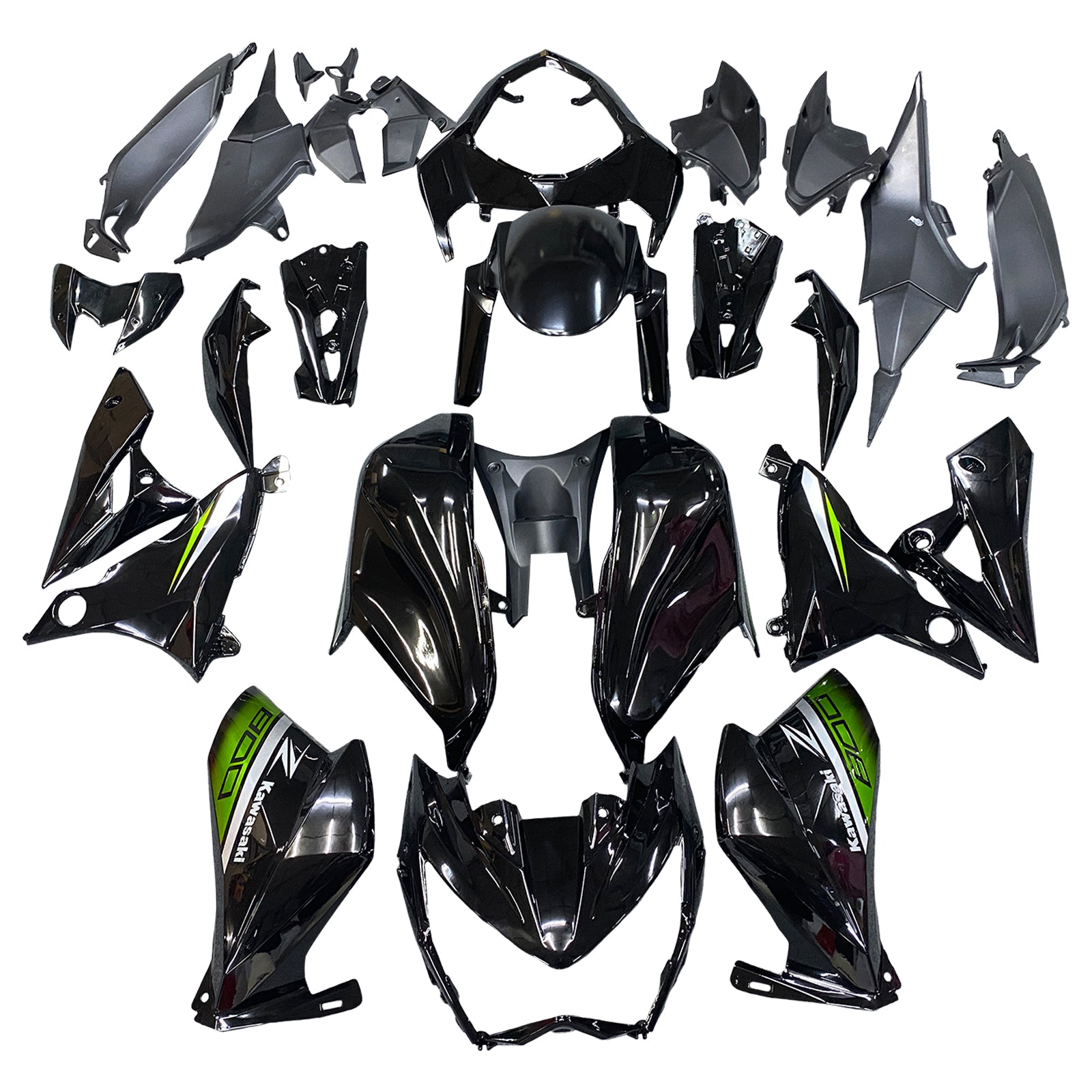 Amotopart 2013-2018 Kawasaki Z800 Green&Matte Black Fairing Kit