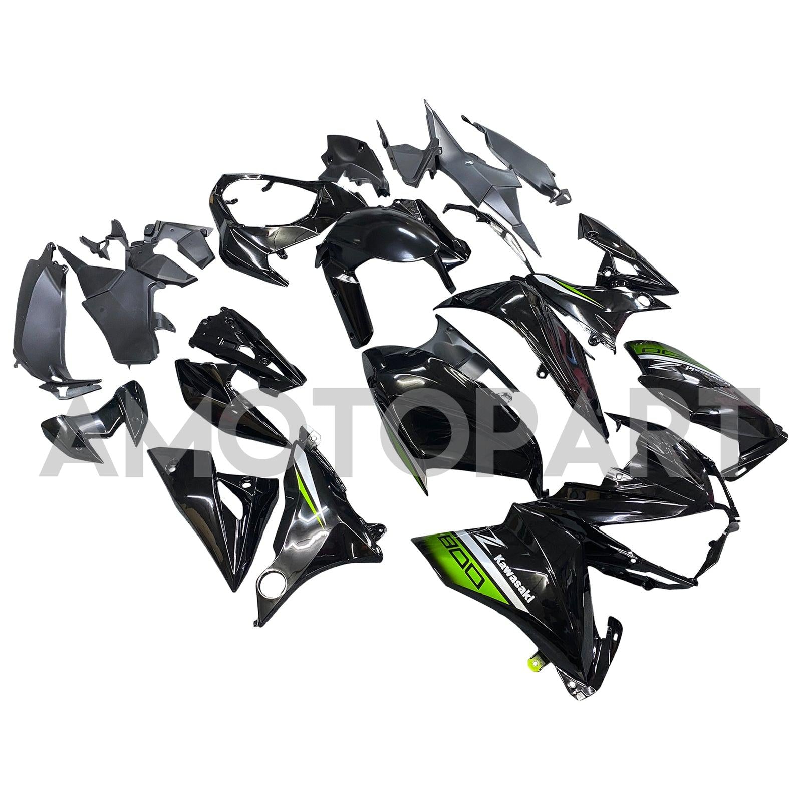 Amotopart 2013-2018 Kawasaki Z800 Green&Matte Black Fairing Kit