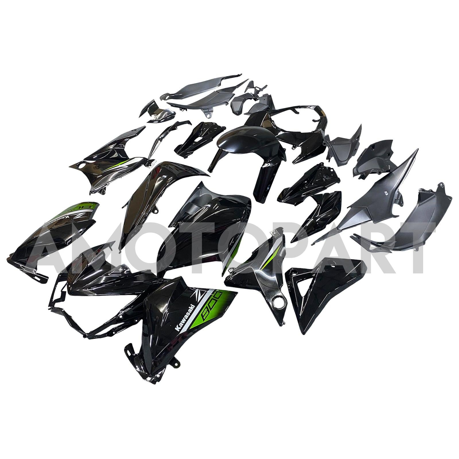 Amotopart 2013-2018 Kawasaki Z800 Green&Matte Black Fairing Kit