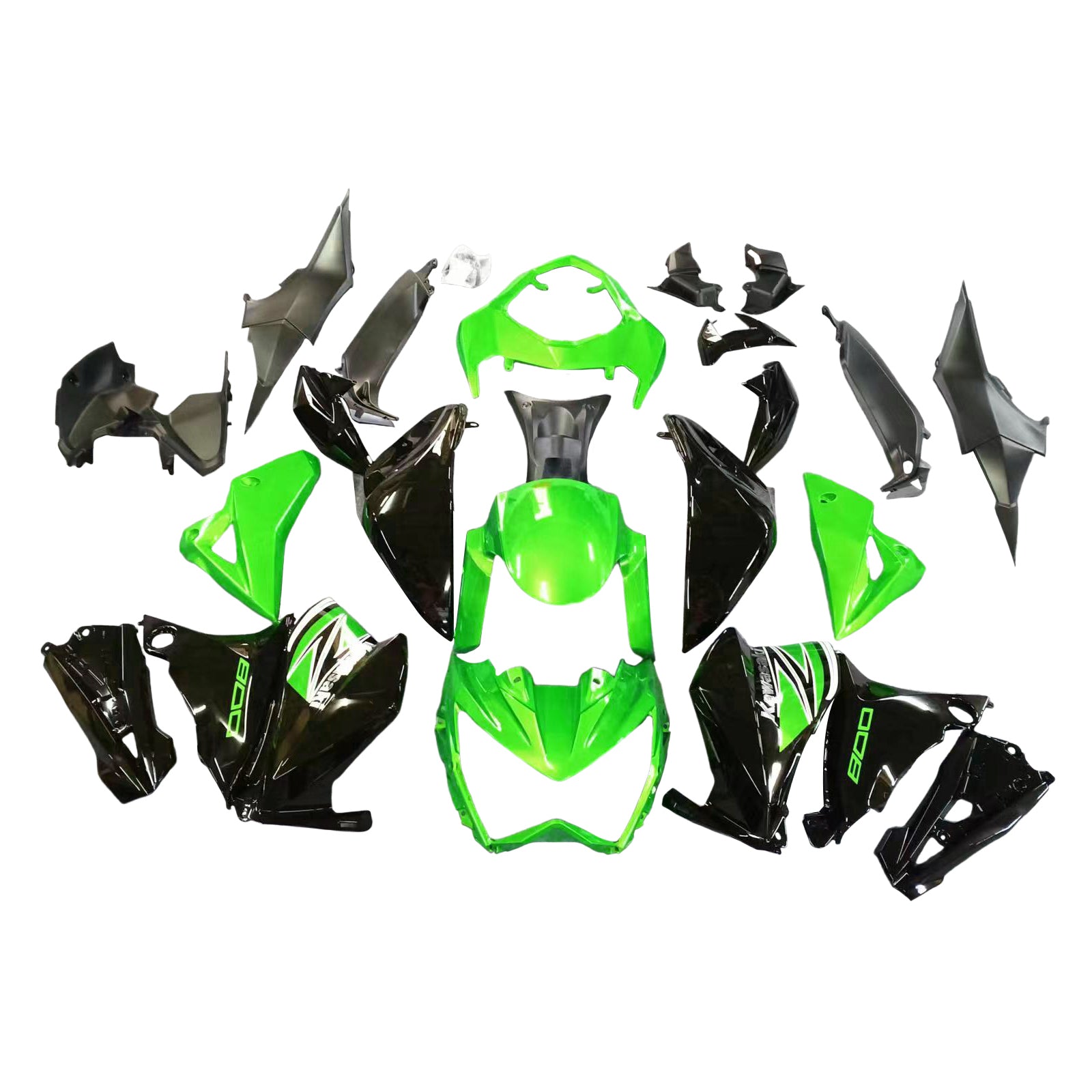 Kit carena Amotopart 2013-2018 Kawasaki Z800 verde e nero Style2