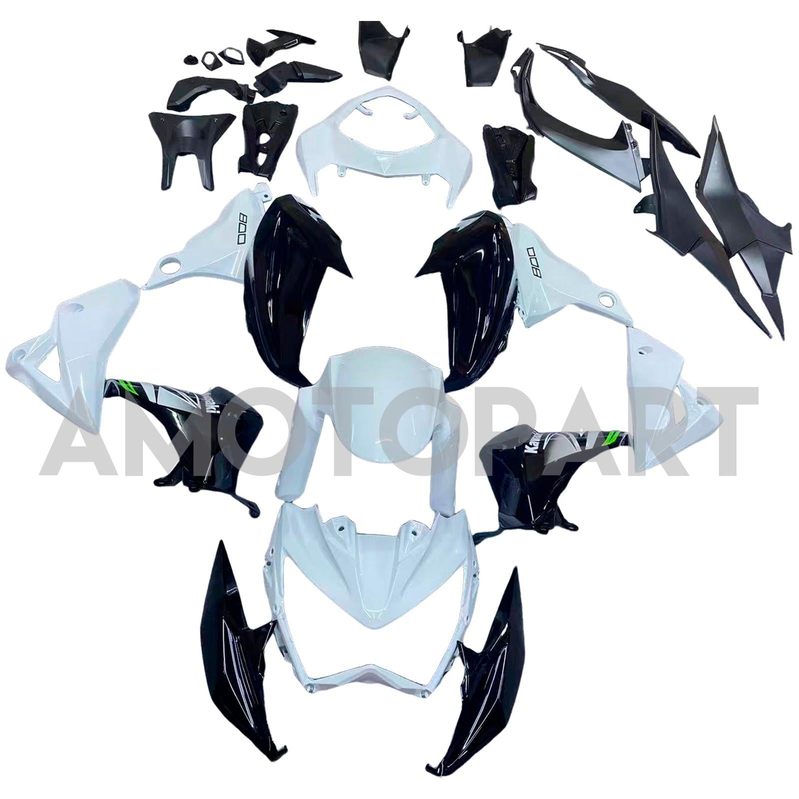 Amotopart 2013-2018 Kawasaki Z800 White Black Fairing Kit