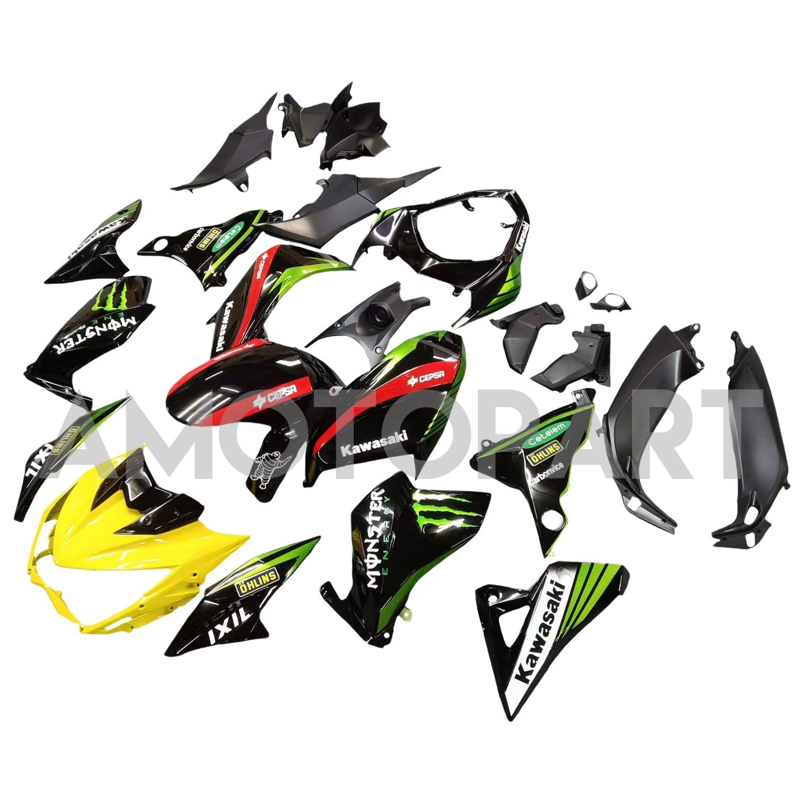Amotopart 2013-2018 Kawasaki Z800 Green&Black Style1 Fairing Kit