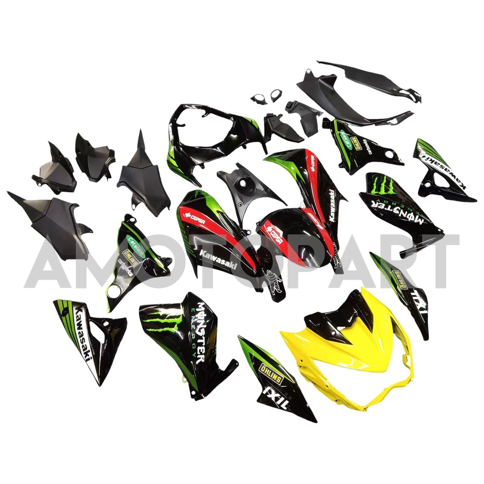 Amotopart 2013-2018 Kawasaki Z800 Green&Black Style1 Fairing Kit