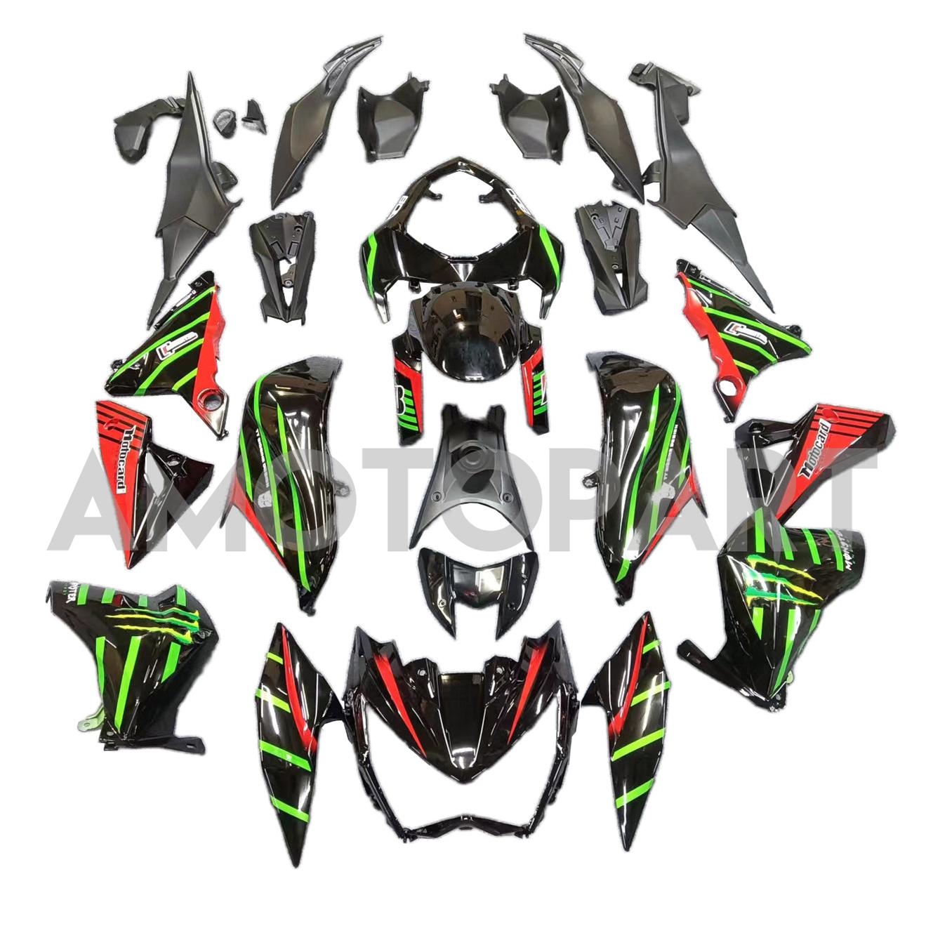 Amotopart 2013-2018 Kawasaki Z800 Red&Green Monster Fairing Kit
