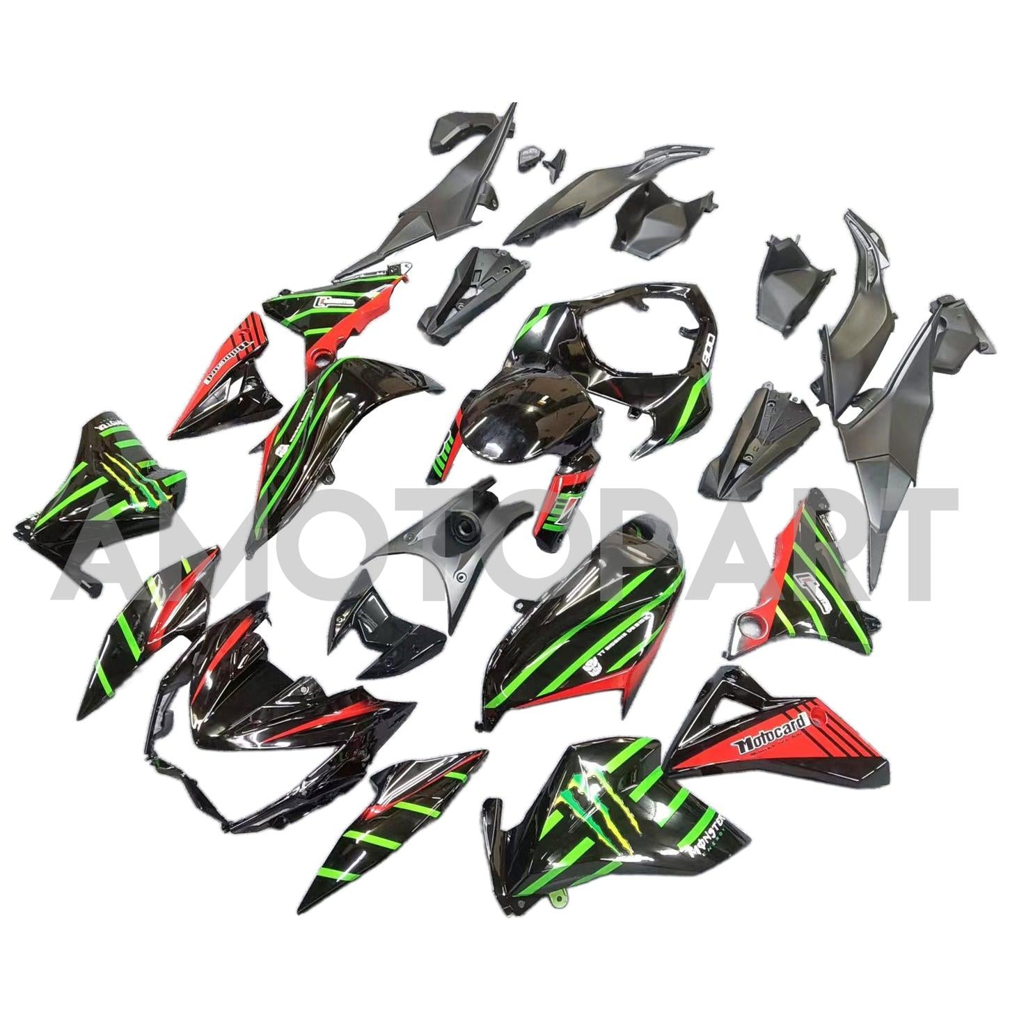 Amotopart 2013-2018 Kawasaki Z800 Red&Green Monster Fairing Kit