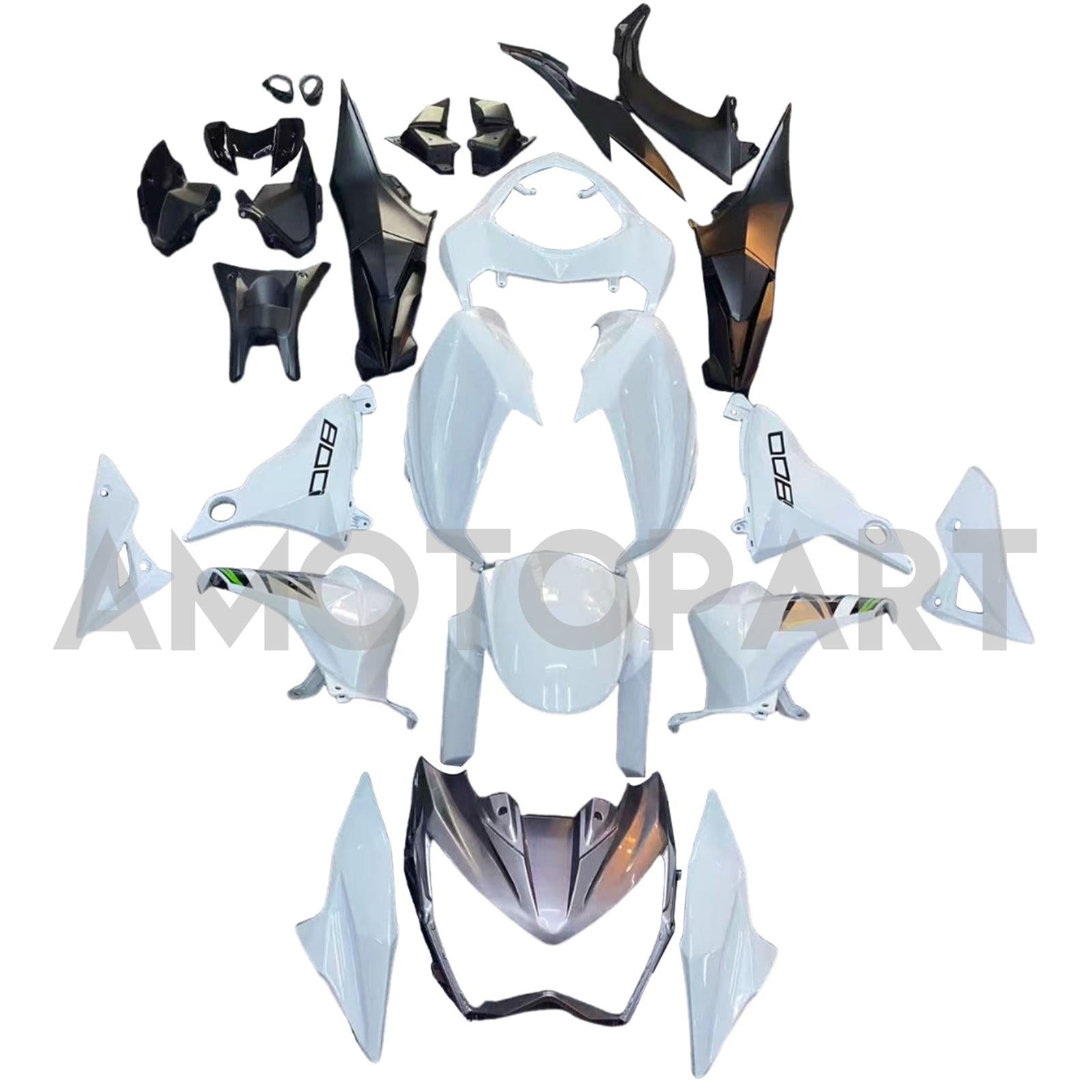 Amotopart 2013-2018 Kawasaki Z800 White Black Fairing Kit