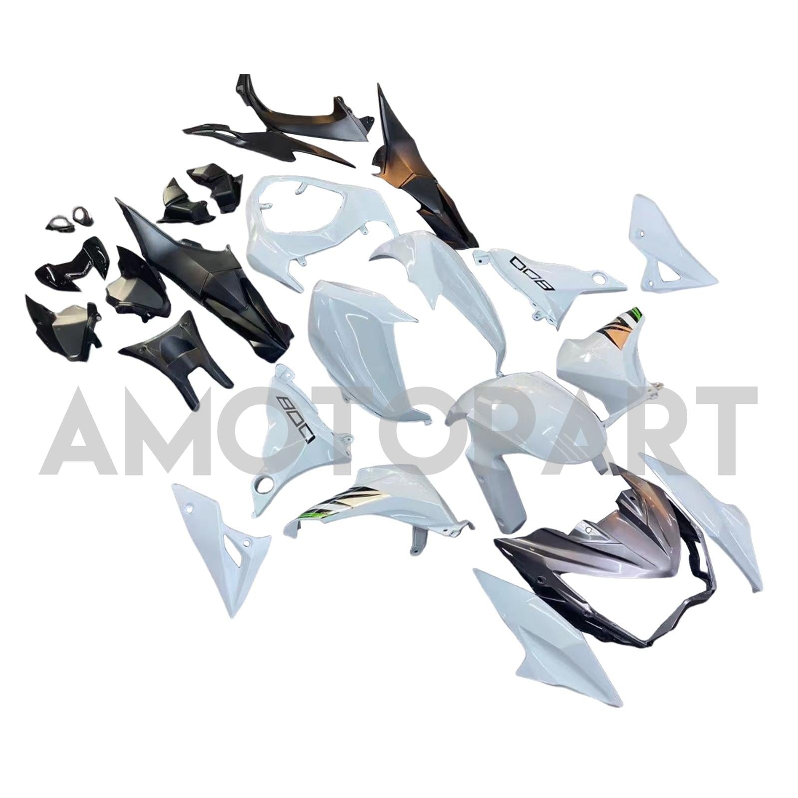 Amotopart 2013-2018 Kawasaki Z800 White Black Fairing Kit