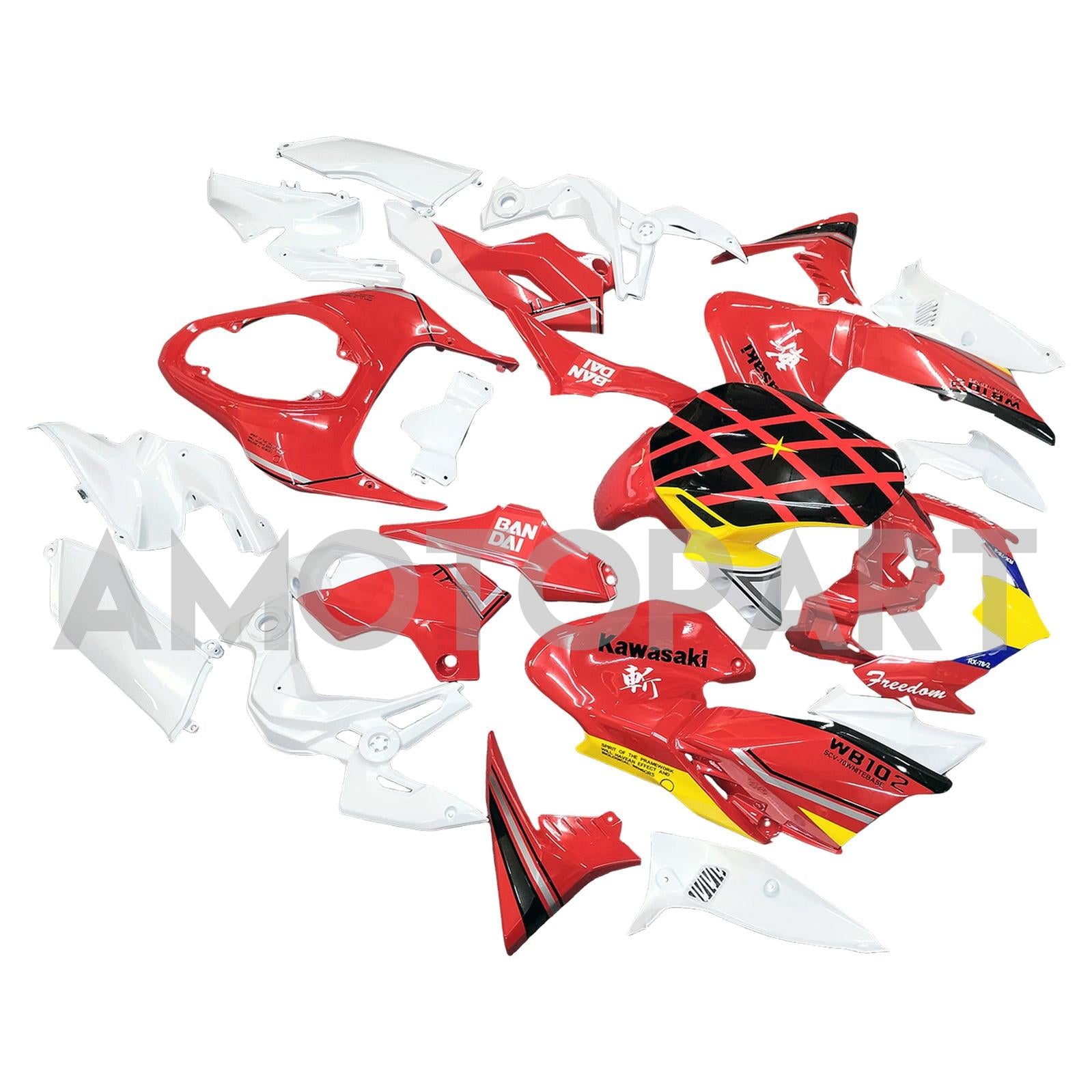 Amotopart 2020-2024 Z900 Kawasaki Red&White Fairing Kit