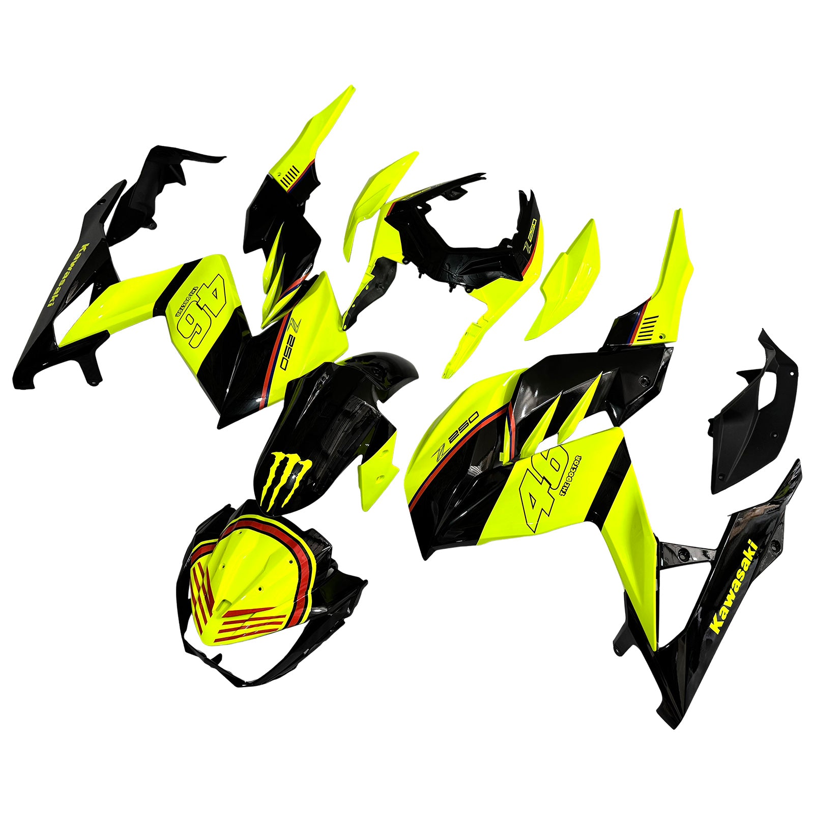 Amotopart 2015-2016 Z250 Z300 Kawasaki Yellow&Black Fairing Kit