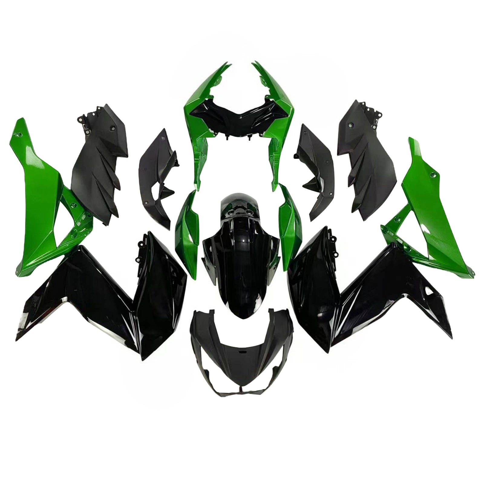 Amotopart 2015-2016 Z250 Z300 Kawasaki Green&Black Style3 Fairing Kit