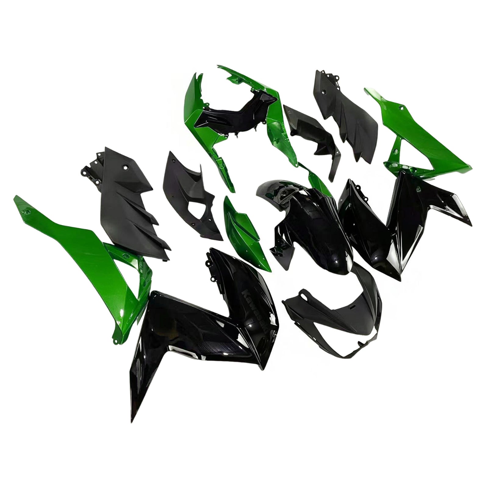 Amotopart 2015-2016 Z250 Z300 Kawasaki Kit carena verde e nero Style3