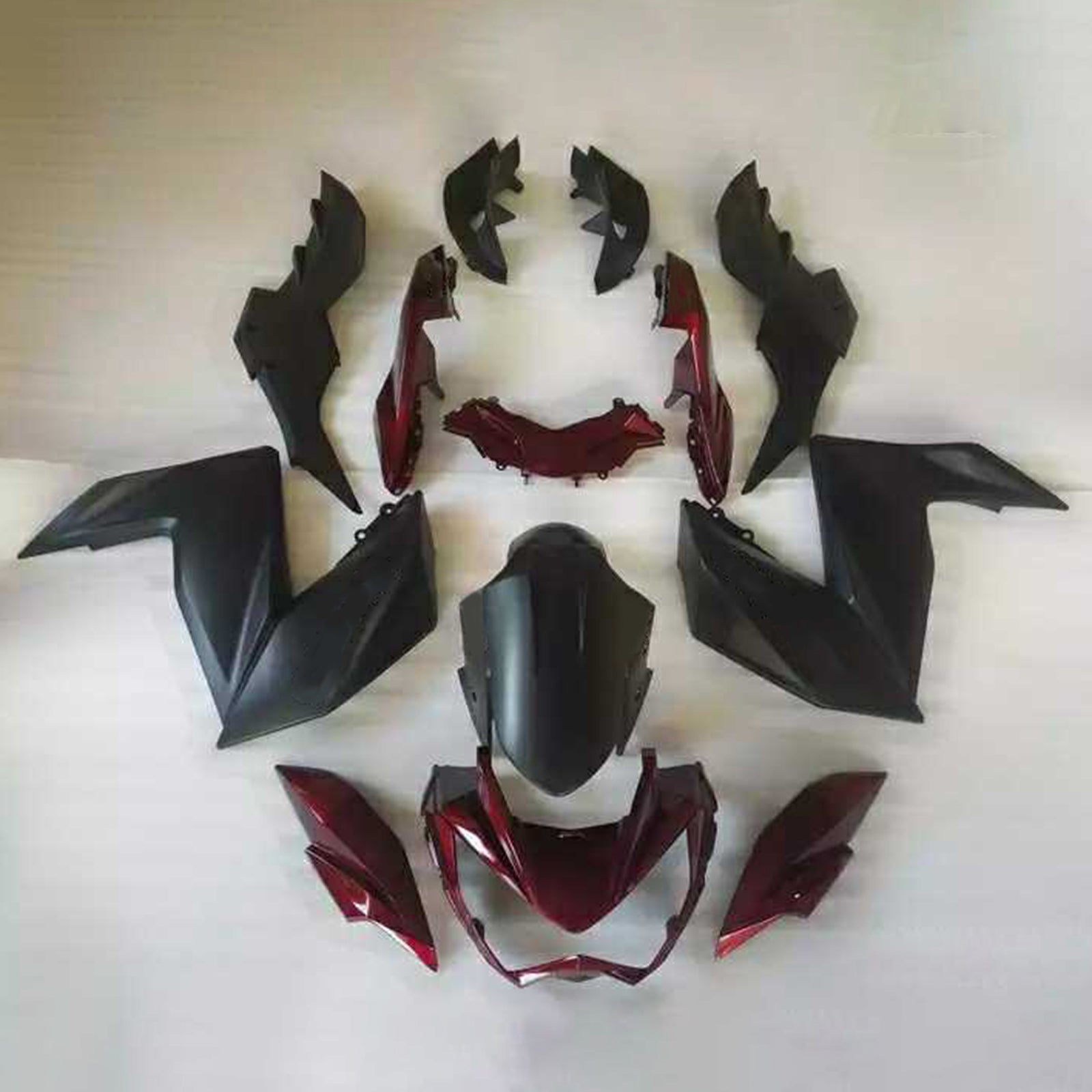 Amotopart 2015-2016 Z250 Z300 Kawasaki Dark Red&Black Fairing Kit