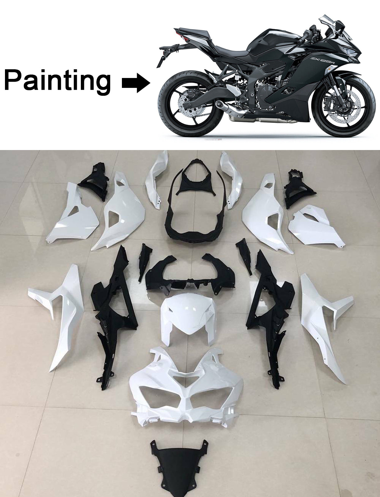 Amotopart 2019-2024 Kawasaki Ninja ZX25R ZX4R ZX4RR Kit de carenado negro