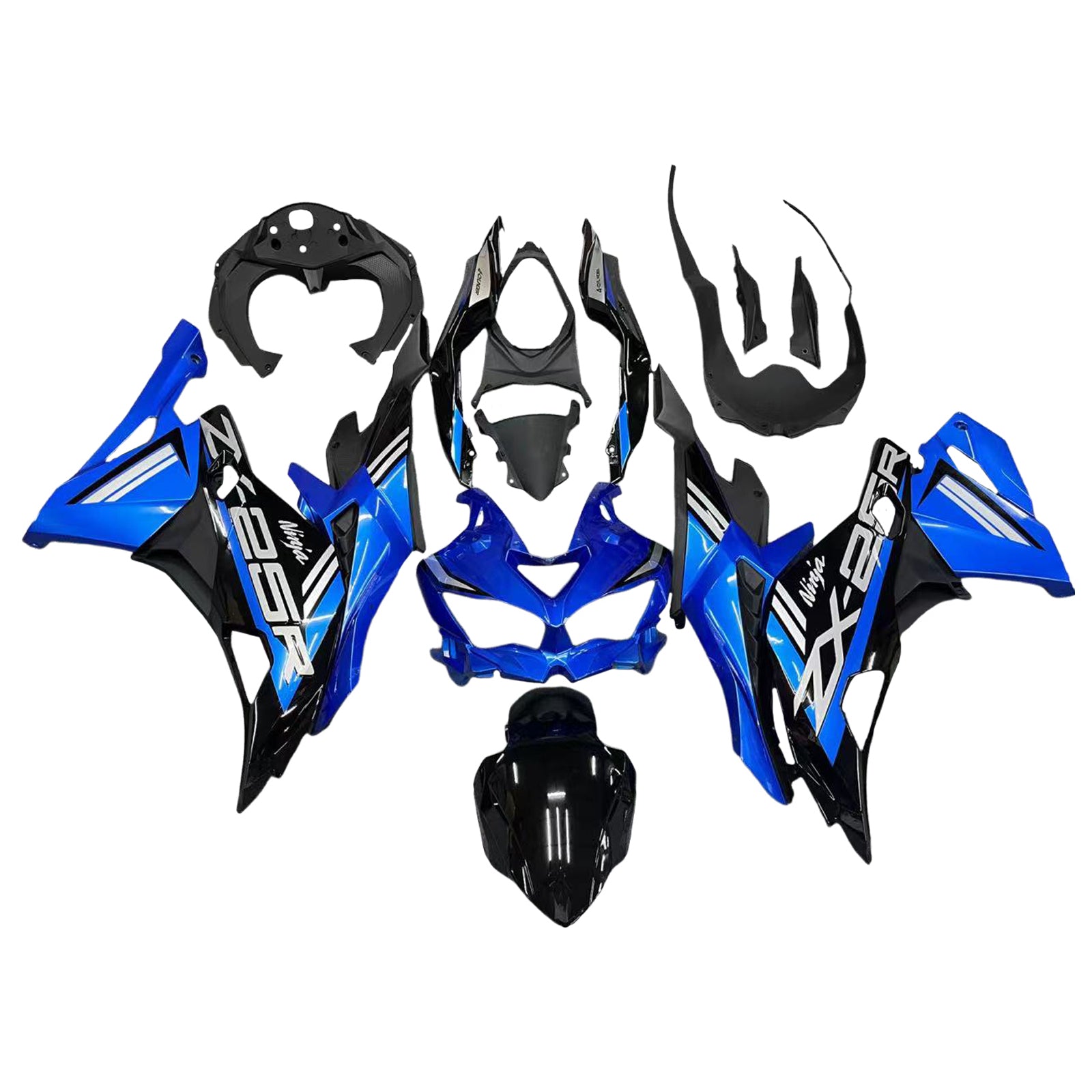 Amotopart 2019-2026 Kawasaki Ninja ZX-25R ZX-4R ZX-4RR Black Blue Fairing Kit