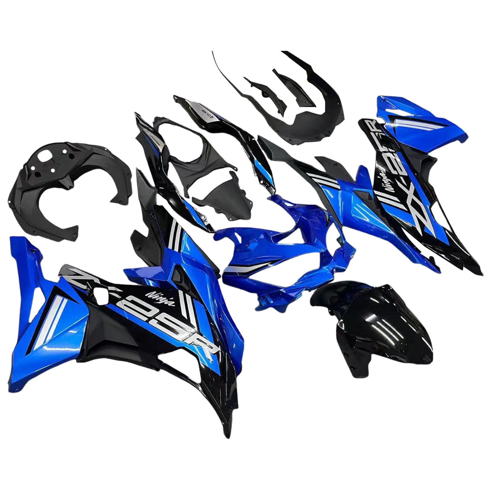 Amotopart 2019-2024 Kawasaki Ninja ZX25R ZX4R ZX4RR Schwarz Blau Verkleidungssatz