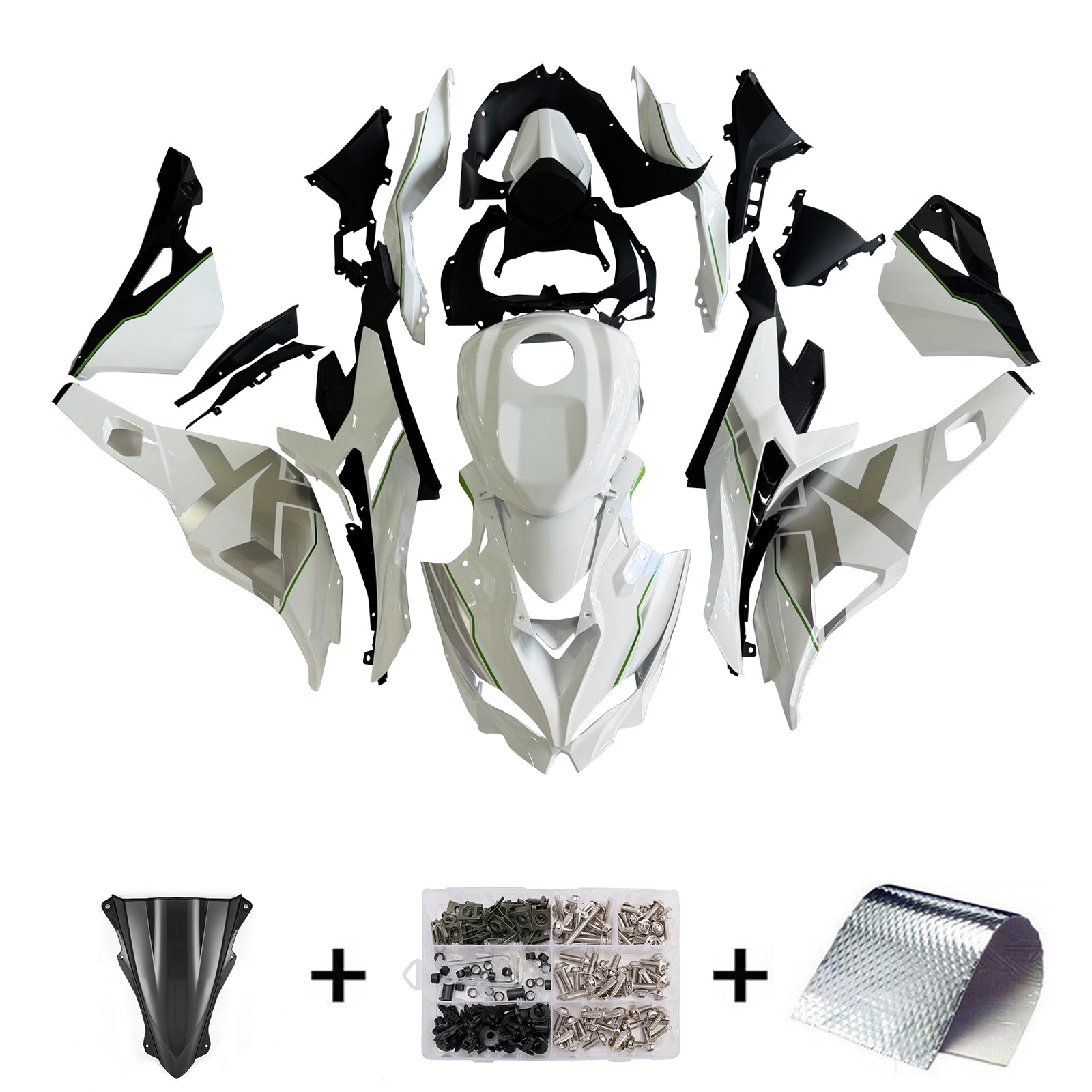 Amotopart 2019-2026 Kawasaki Ninja ZX25R ZX4R ZX4RR White Fairing Kit