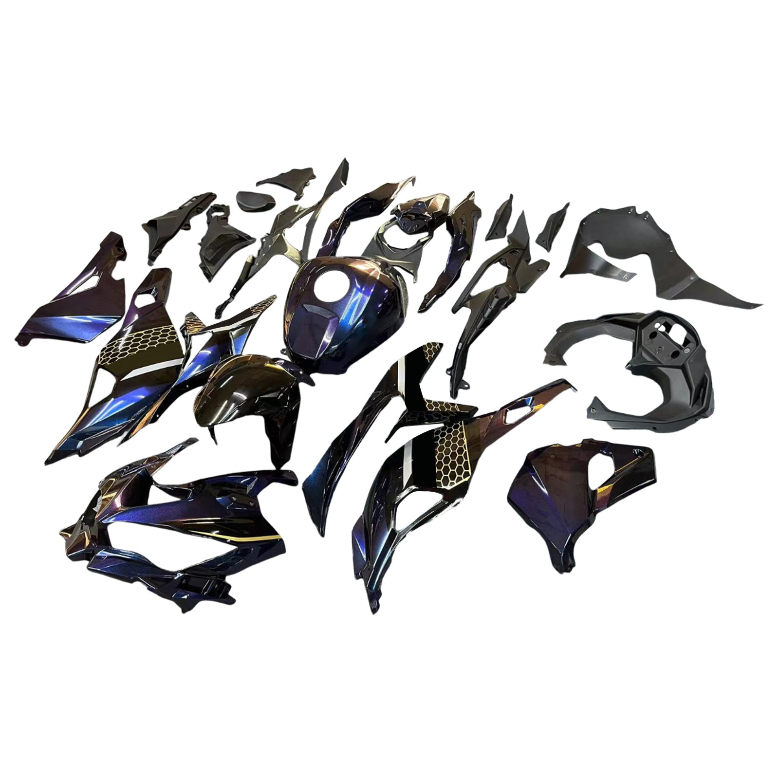 Amotopart 2019-2025 Kawasaki Ninja ZX25R ZX4R ZX4RR Gradient Purple&Blue Fairing Kit