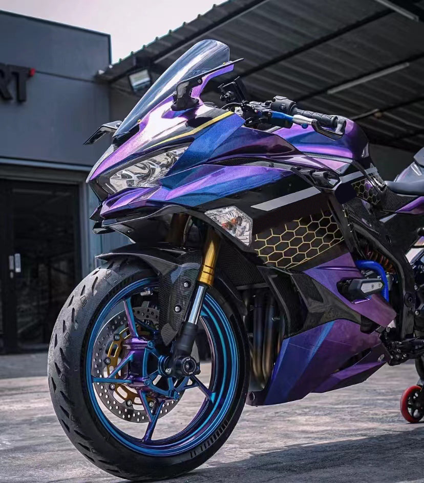 Amotopart 2019-2025 Kawasaki Ninja ZX25R ZX4R ZX4RR Gradient Purple&Blue Fairing Kit