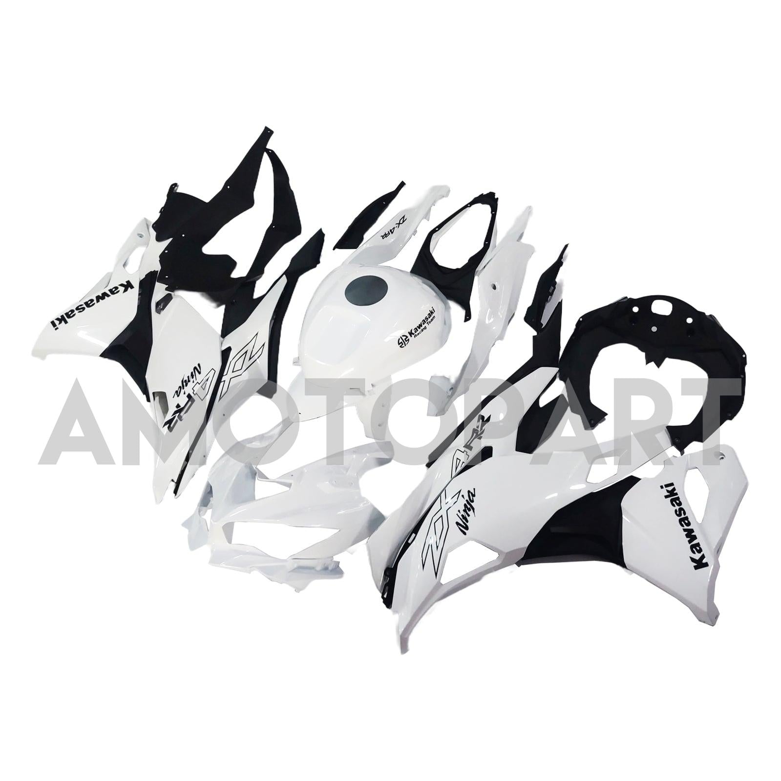 Amotopart 2019-2025 Kawasaki Ninja ZX25R ZX4R ZX4RR Pearl White & Logo Fairing Kit