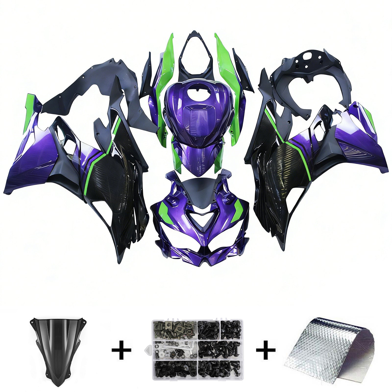 Amotopart 2019-2024 Kawasaki Ninja ZX25R ZX4R ZX4RR ブラック ブルー グリーン フェアリングキット