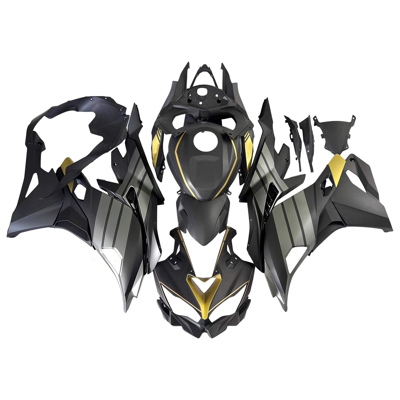 Amotopart 2019-2025  Kawasaki Ninja ZX25R ZX4R ZX4RR Black Grey Gold Fairing Kit