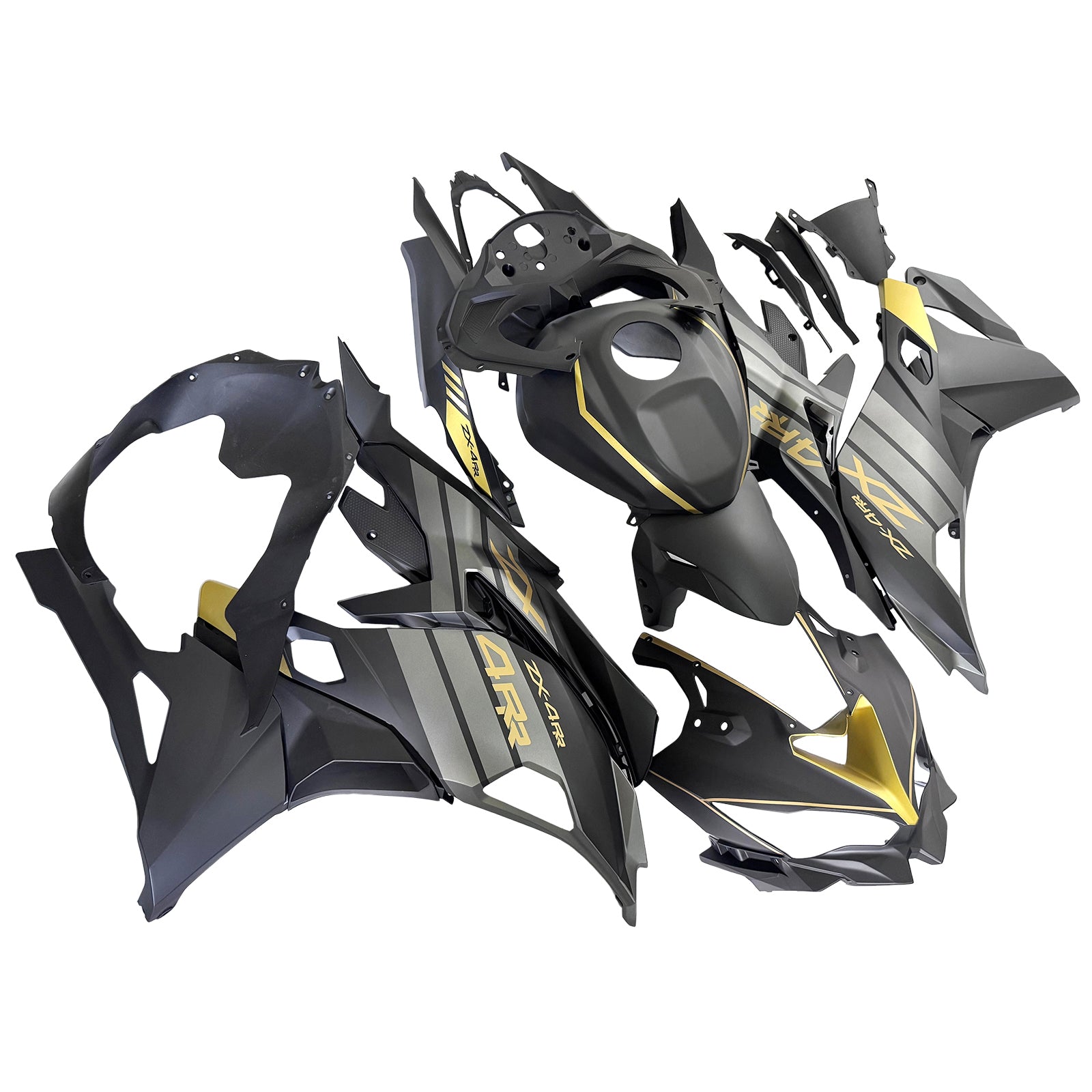 Amotopart 2019-2026 Kawasaki Ninja ZX25R ZX4R ZX4RR Black Grey Gold Fa