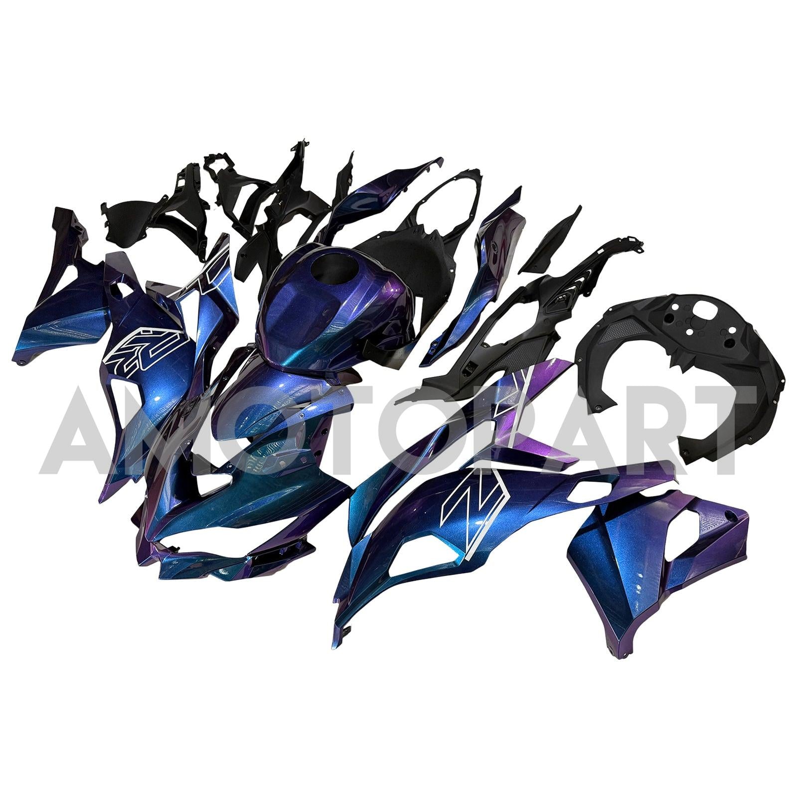 Amotopart 2019-2025 Kawasaki Ninja ZX25R ZX4R ZX4RR Gradient Blue & Purple Fairing Kit