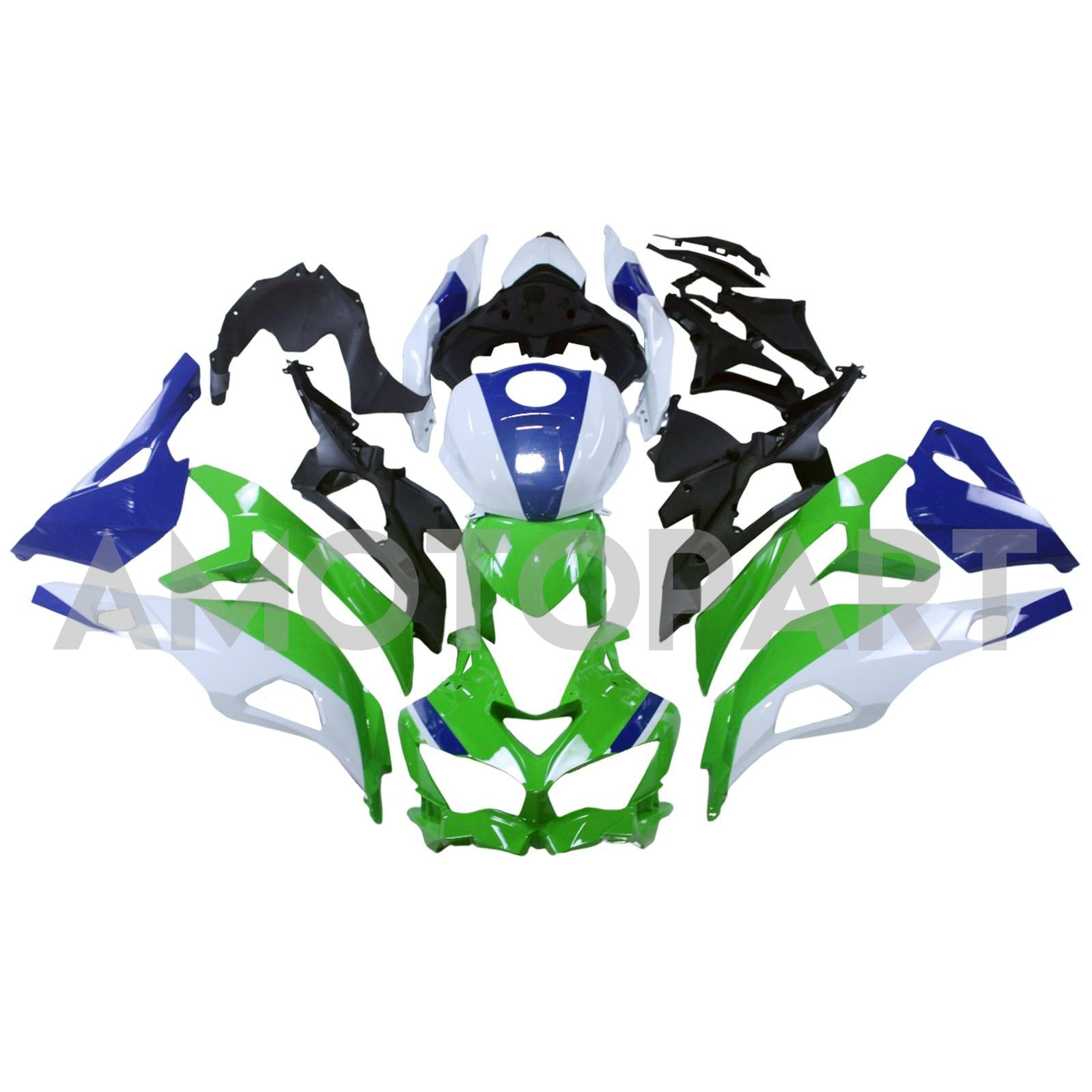 Amotopart 2019-2025 Kawasaki Ninja Zx25R ZX4R ZX4RR Witblauw lichtgroen kuipkit