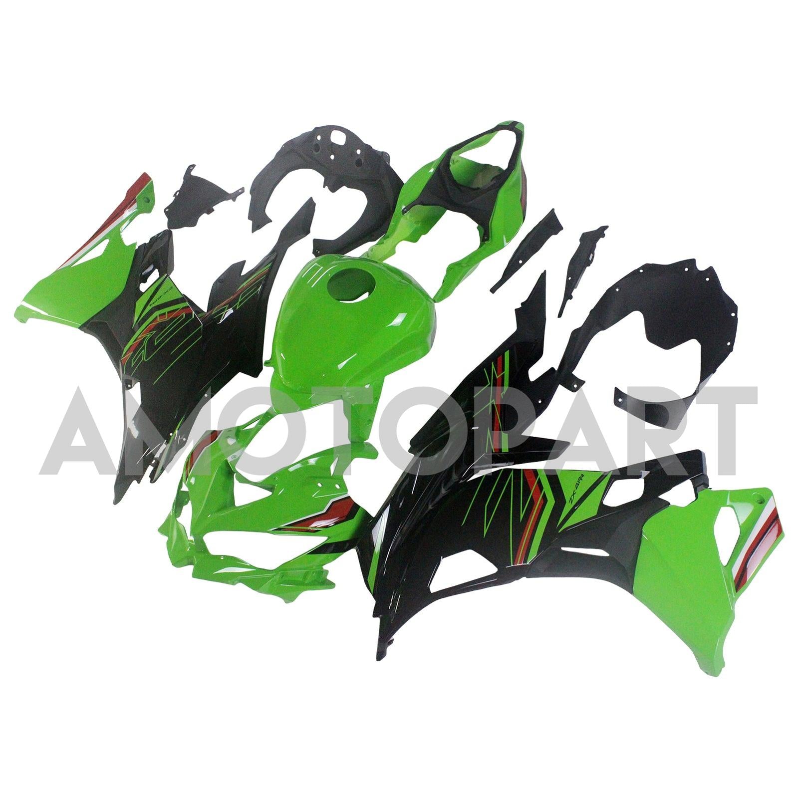 Amotopart 2019-2025 Kawasaki Ninja ZX25R ZX4R ZX4RR Schwarzes hellgrünes Kit