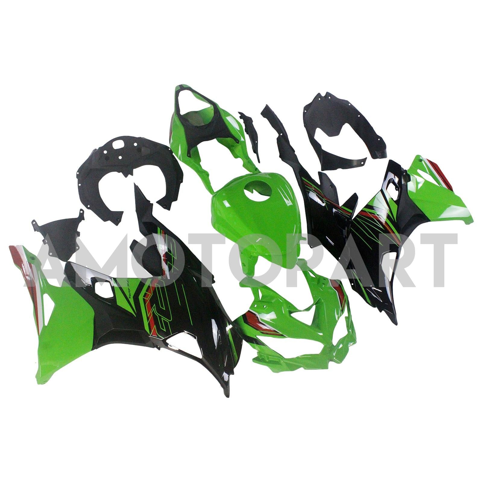Amotopart 2019-2025 Kawasaki Ninja ZX25R ZX4R ZX4RR Schwarzes hellgrünes Kit