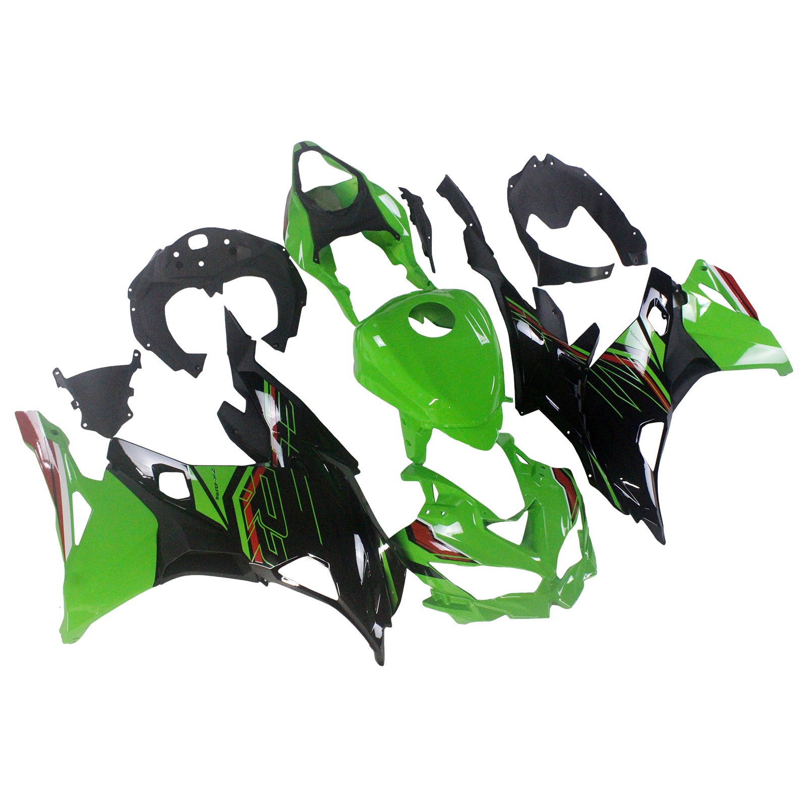 Amotopart 2019-2026 Kawasaki Ninja ZX25R ZX4R ZX4RR Czarny jasnozielony zestaw owiewki