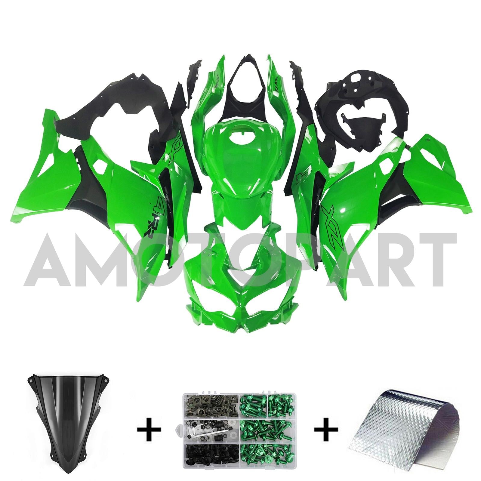AMOTOPART 2019-2025 KAWASAKI NINJA ZX25R ZX4R ZX4RR LJUSGRÖN FAIRING KIT
