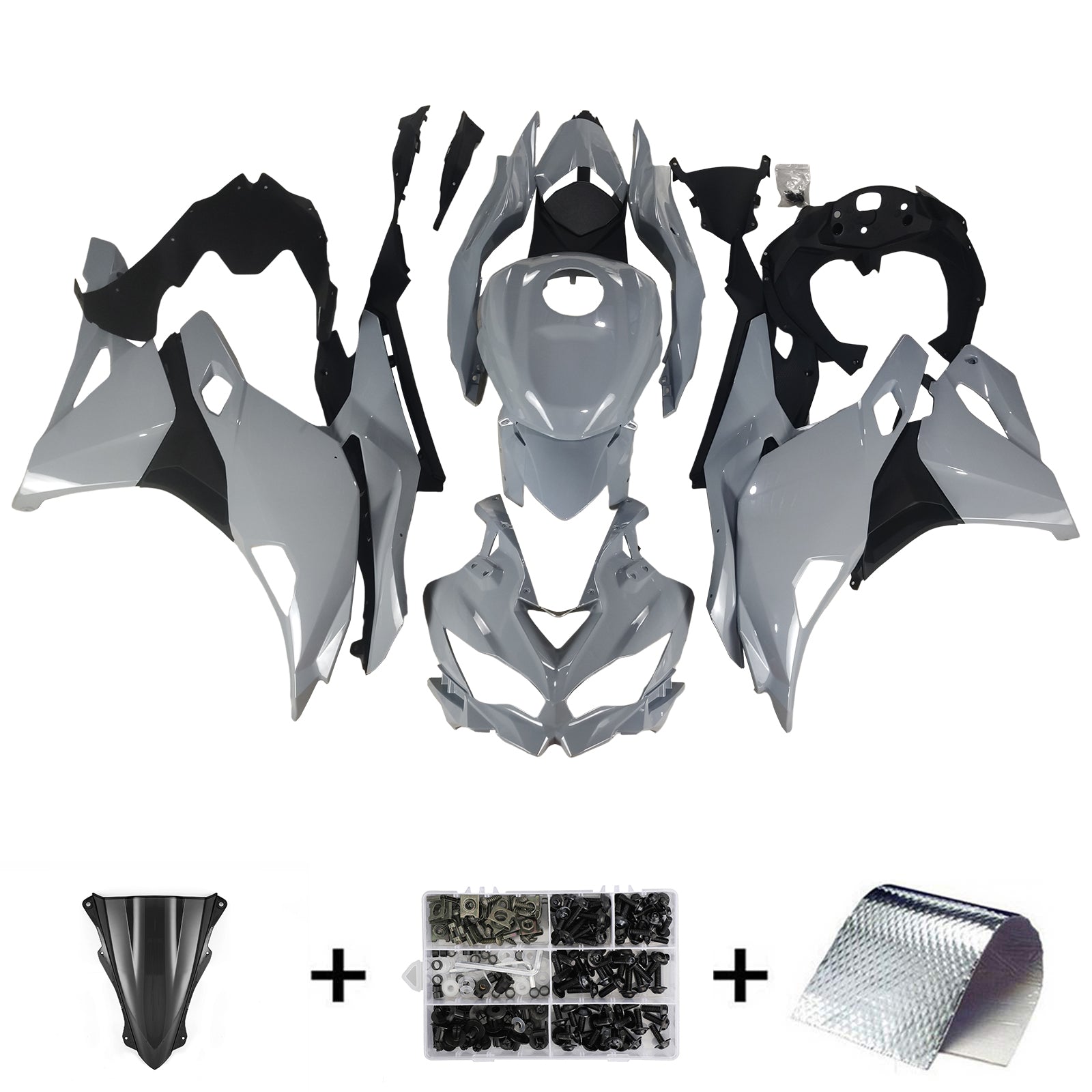 Amotopart 2019-2026 Kit carena Kawasaki Ninja ZX25R ZX4R ZX4RR grigio lucido