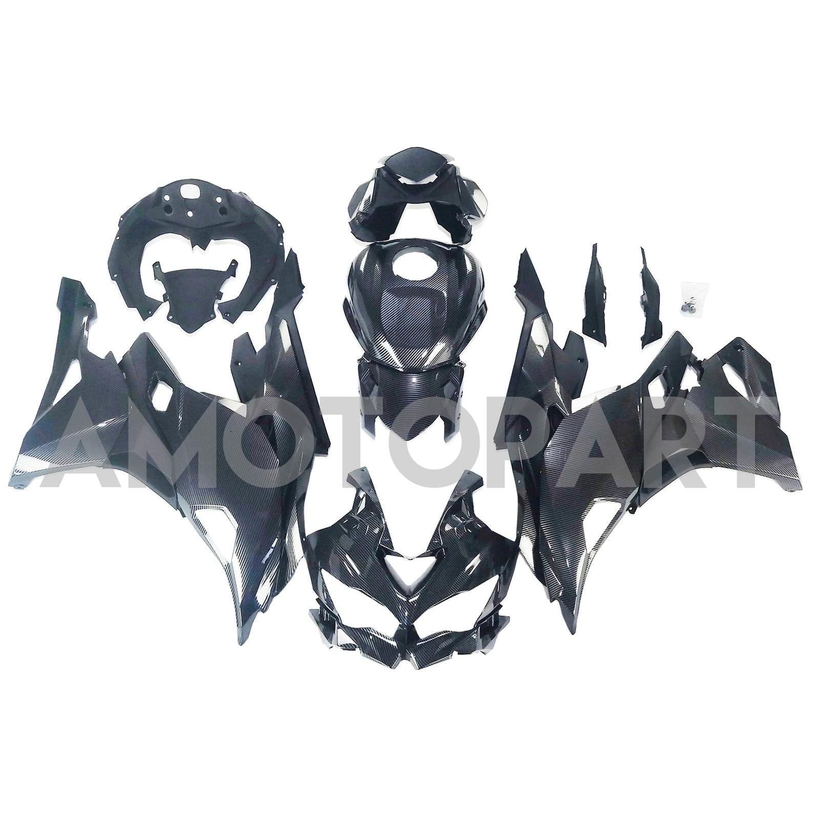 Amotopart 2019-2025 Kawasaki Ninja ZX25R ZX4R ZX4RR Carbonfaser Schwarzverkleidungskit