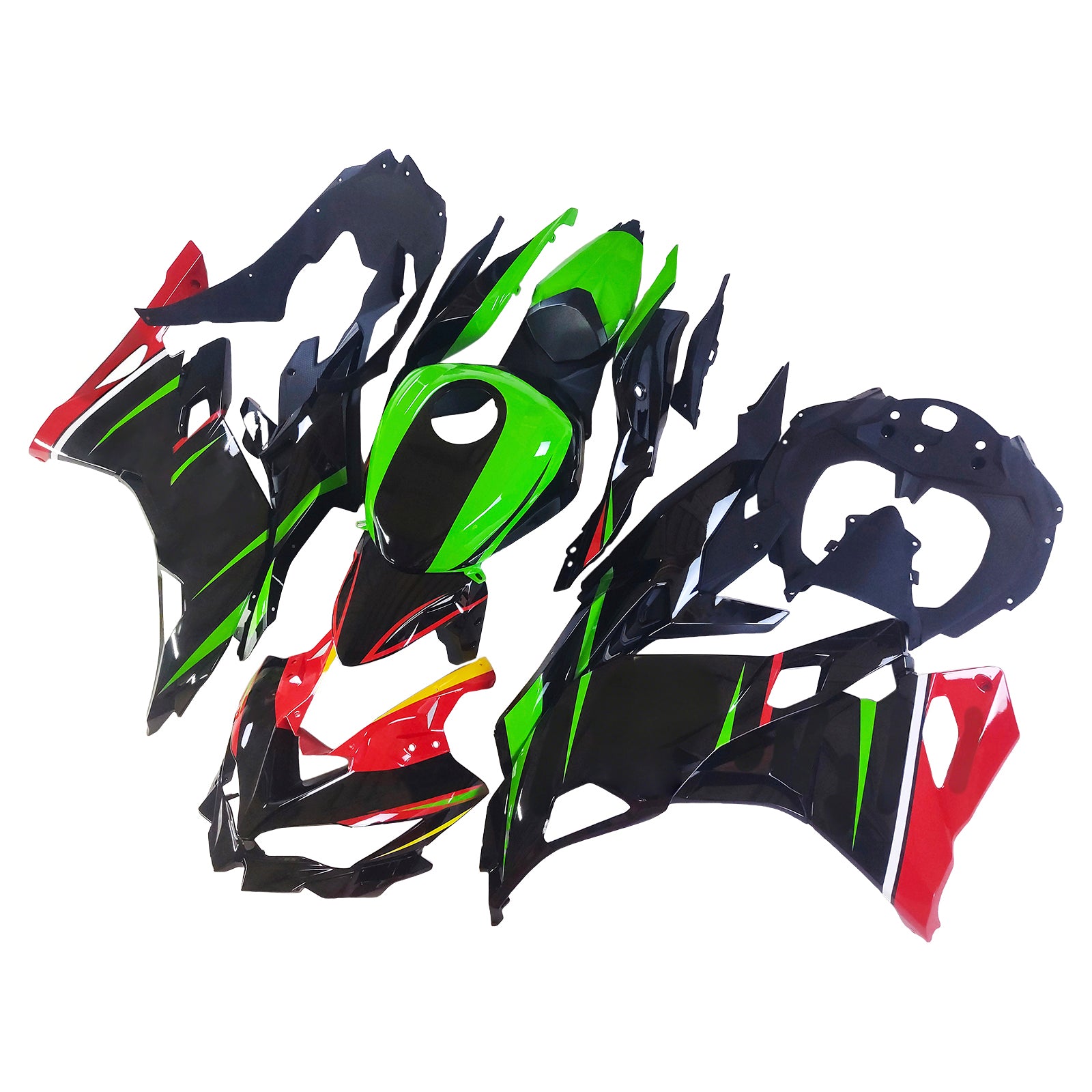 Amotopart 2019-2025 Kawasaki Ninja ZX-25R ZX-4R ZX-4RR Black Green Fairing Kit
