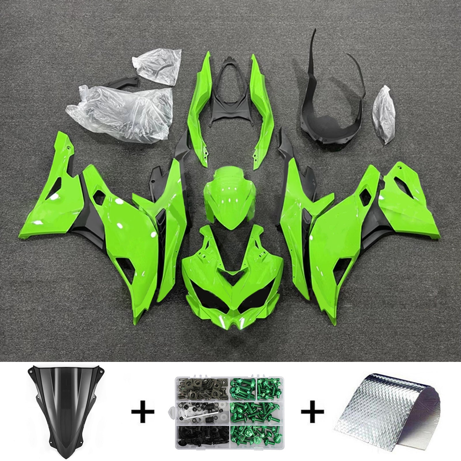 Amotopart 2019-2026 Ninja ZX-25R ZX-4R ZX-4RR Kawasaki Light Green Fairing Kit