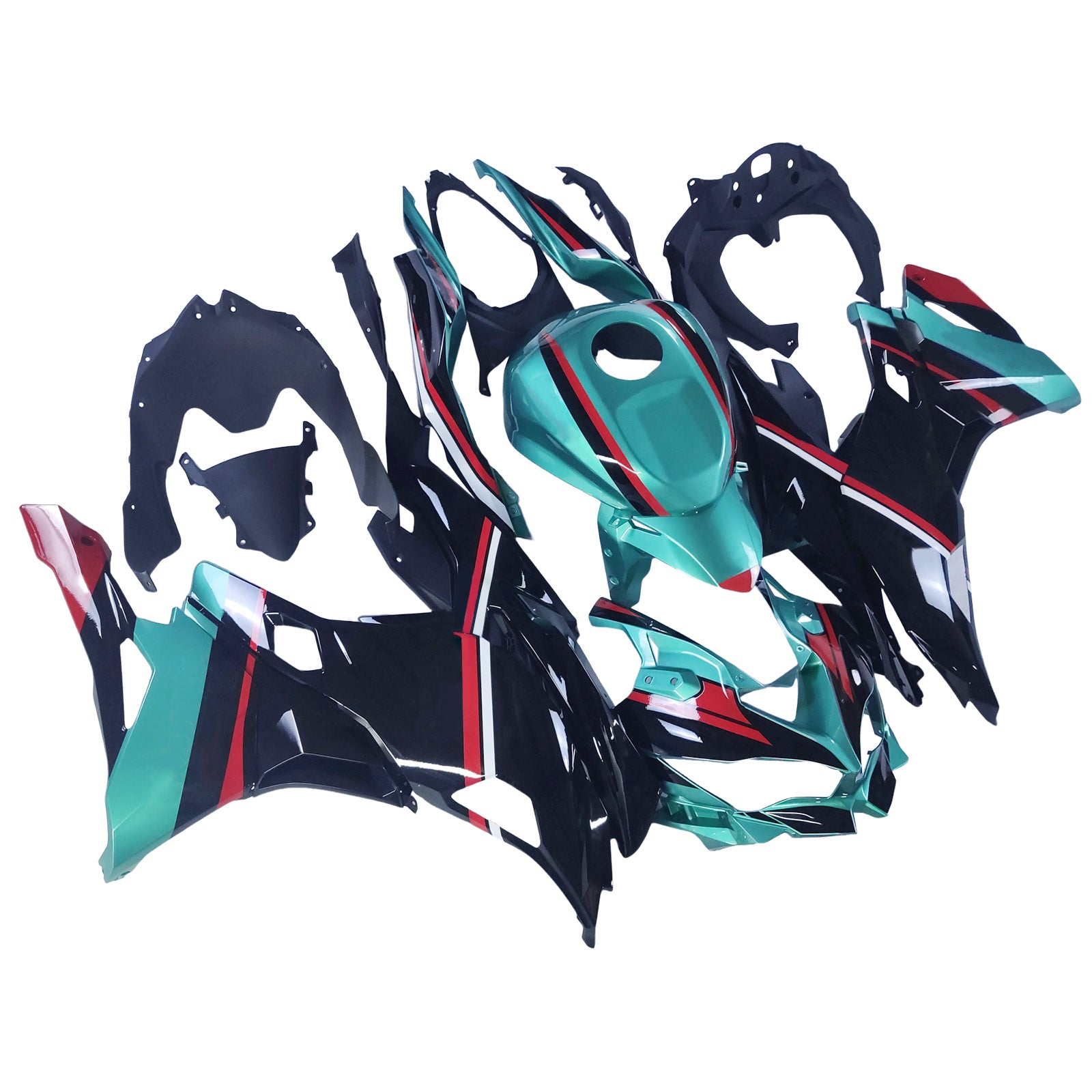 Amotopart 2019-2025 Ninja ZX-25R ZX-4R ZX-4RR Kawasaki Green & Red Stripes Fairing Kit