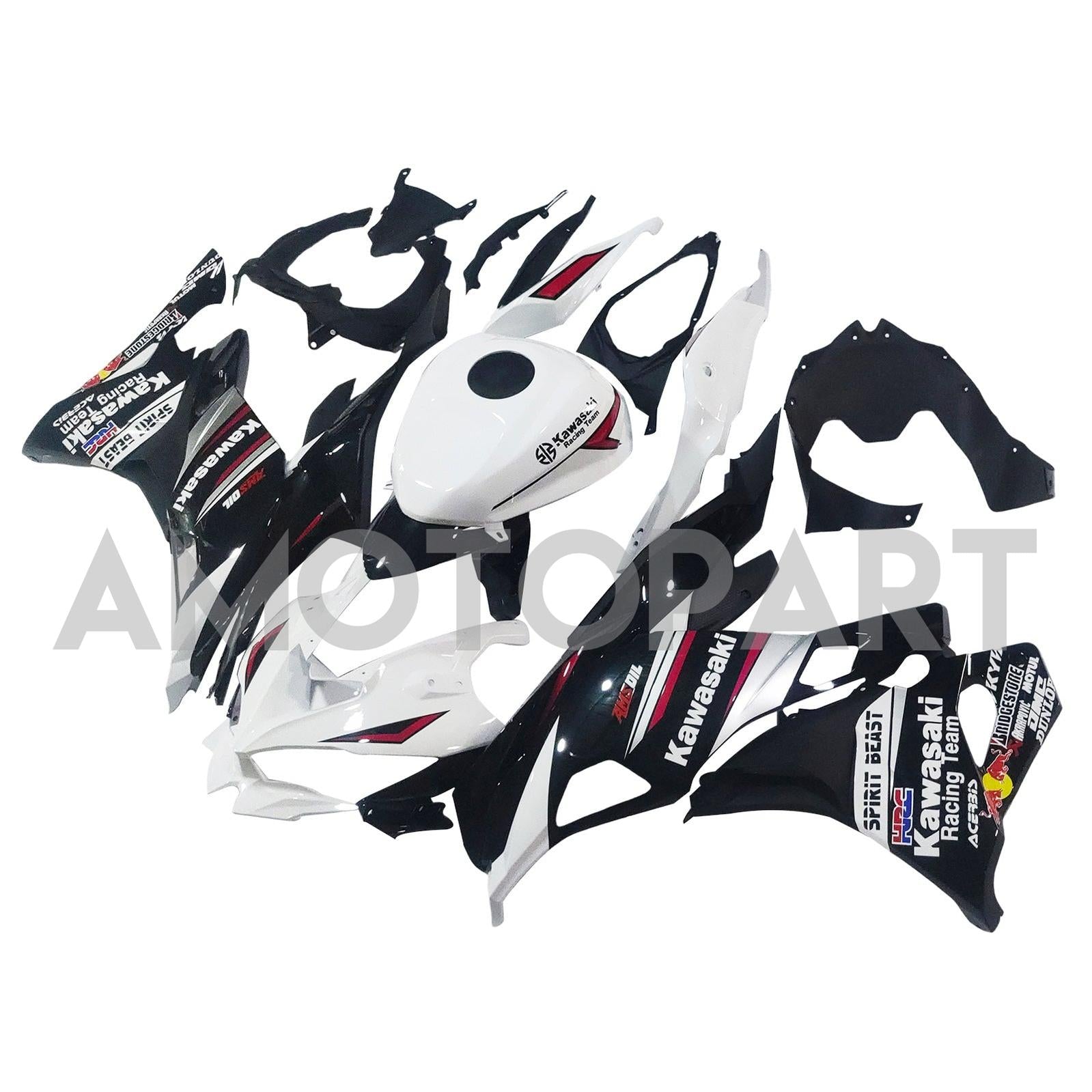 Amotopart 2019-2025 Ninja ZX-25R ZX-4R ZX-4RR Kawasaki Black & White Fairing Kit