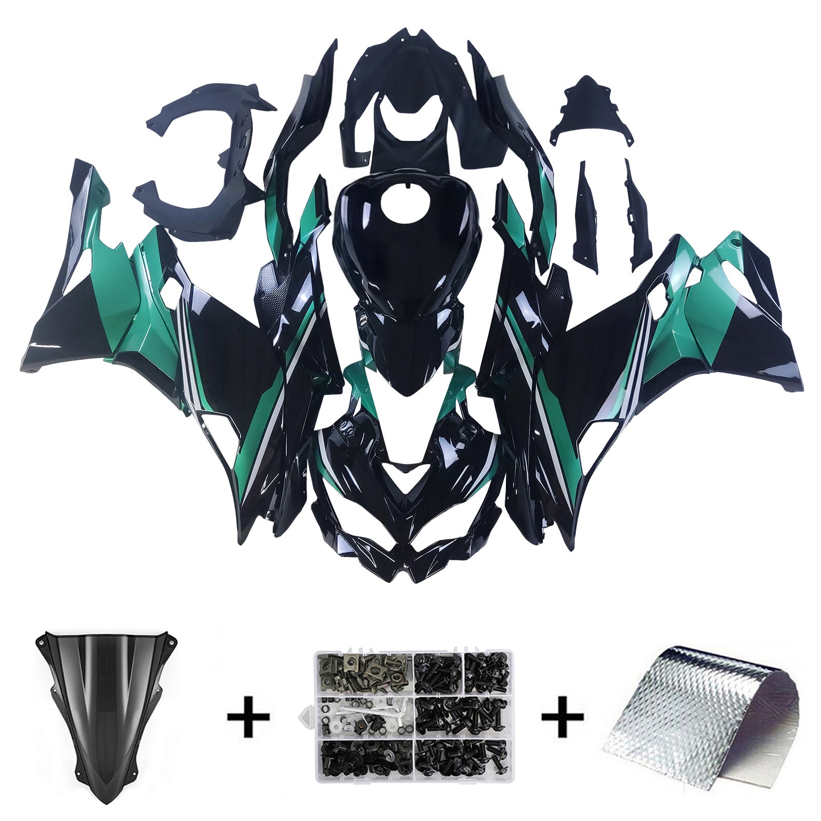 Amotopart 2019-2025 Ninja ZX-25R ZX-4R ZX-4RR Kawasaki Green&Black Fairing Kit