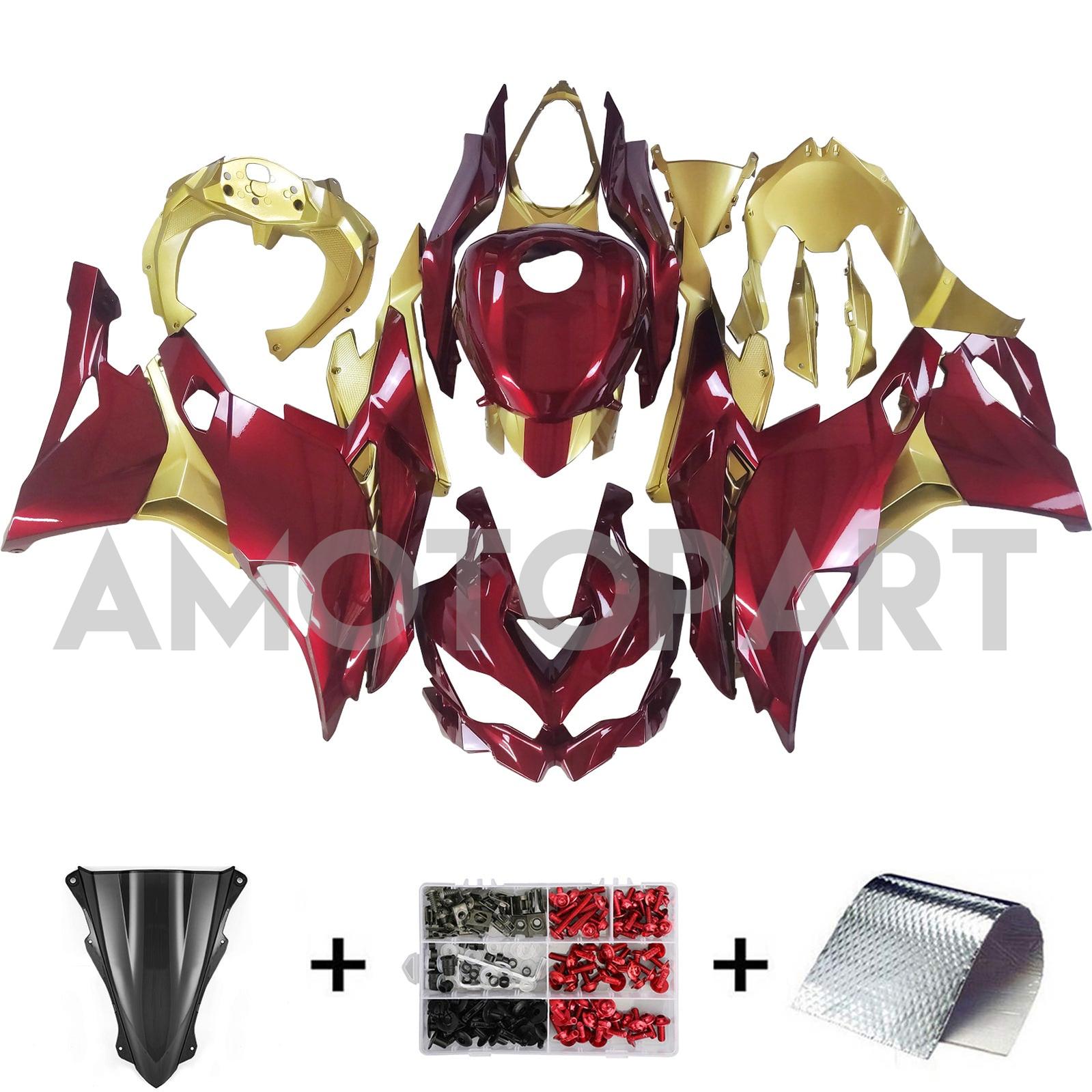 Amotopart 2019-2025 Ninja ZX-25R ZX-4R ZX-4RR Kawasaki Red&Gold Fairing Kit