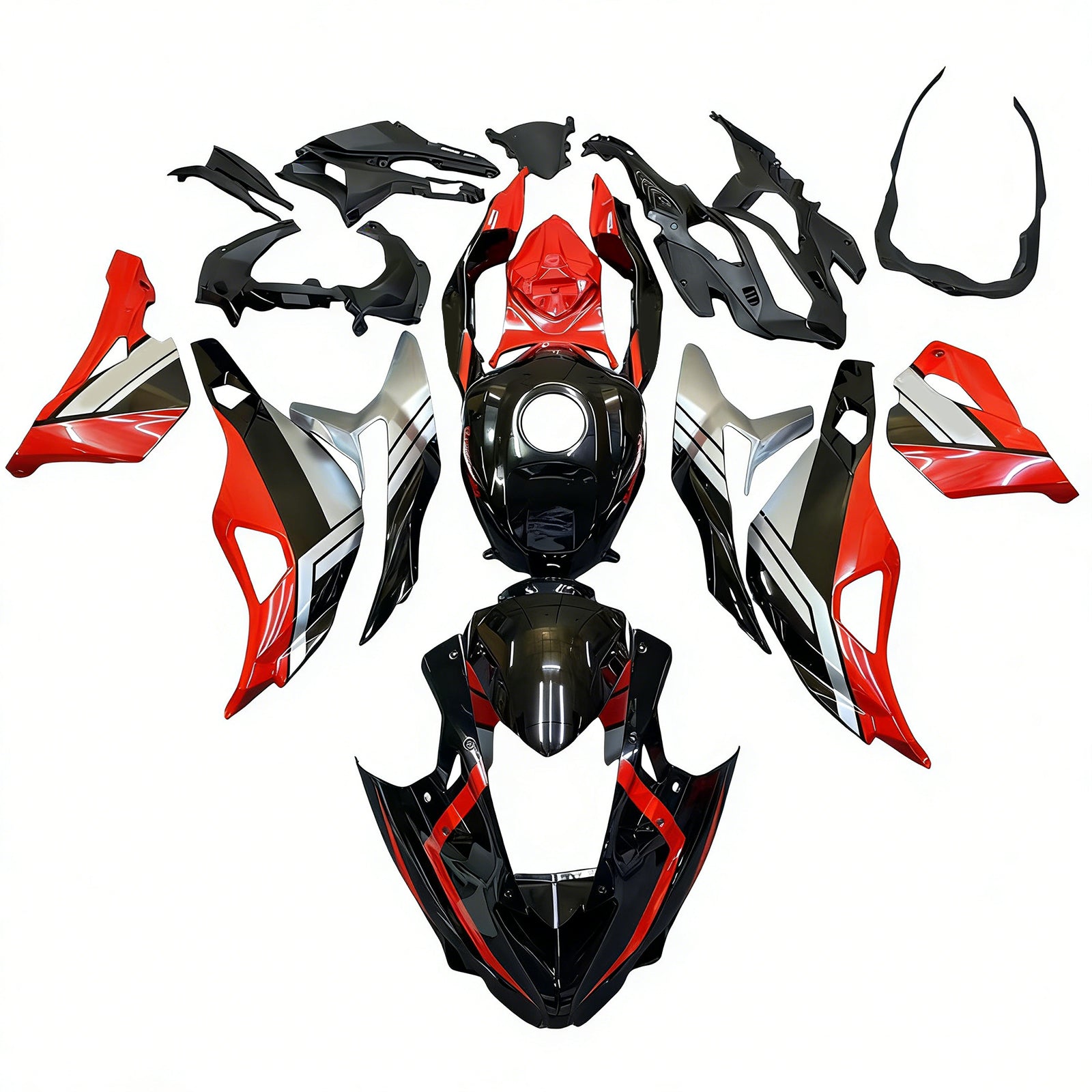 Amotopart 2019-2025 Ninja ZX-25R ZX-4R ZX-4RR Kawasaki Red&Silver Fairing Kit