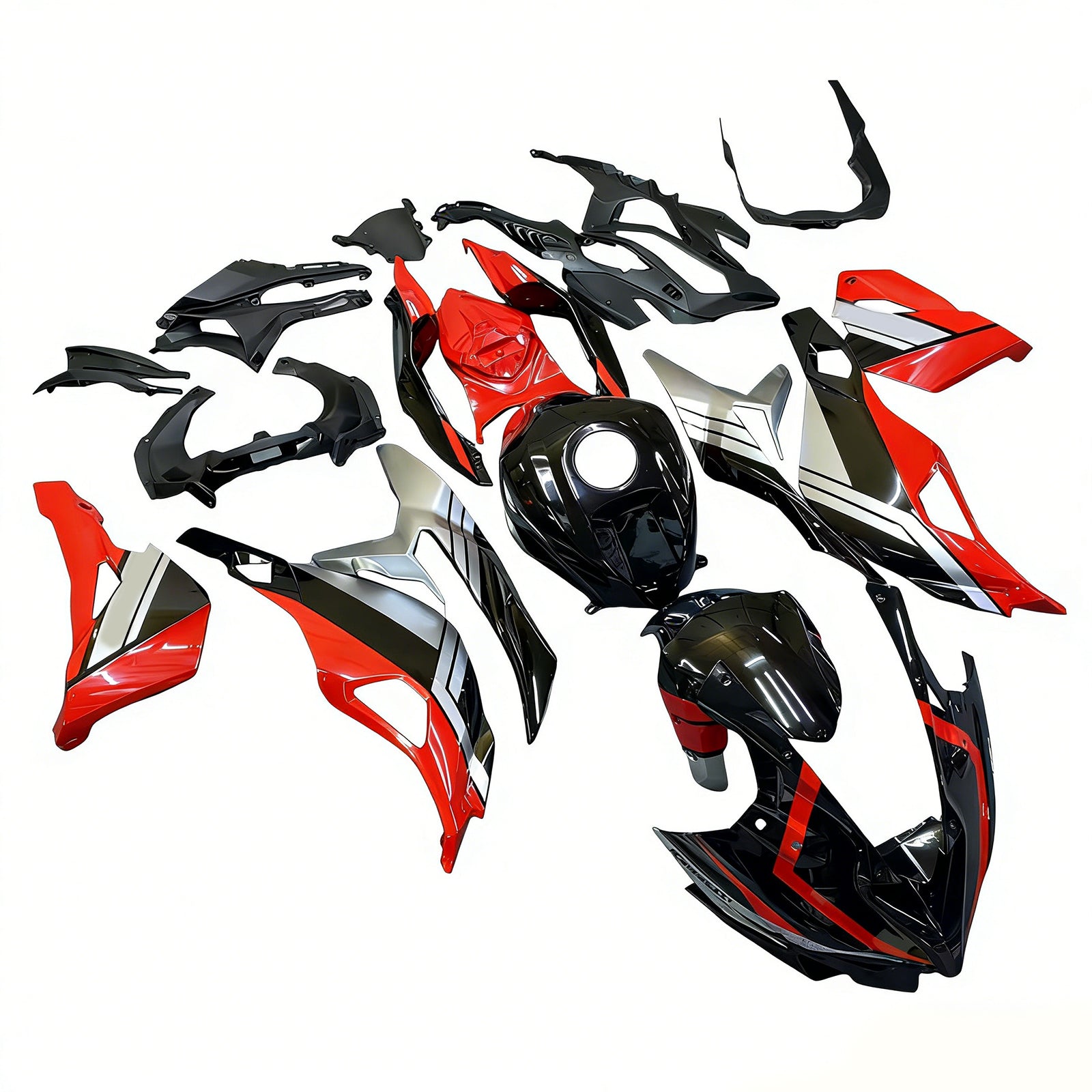 Amotopart 2019-2025 Ninja ZX-25R ZX-4R ZX-4RR Kawasaki Red & Silver Fairing Kit