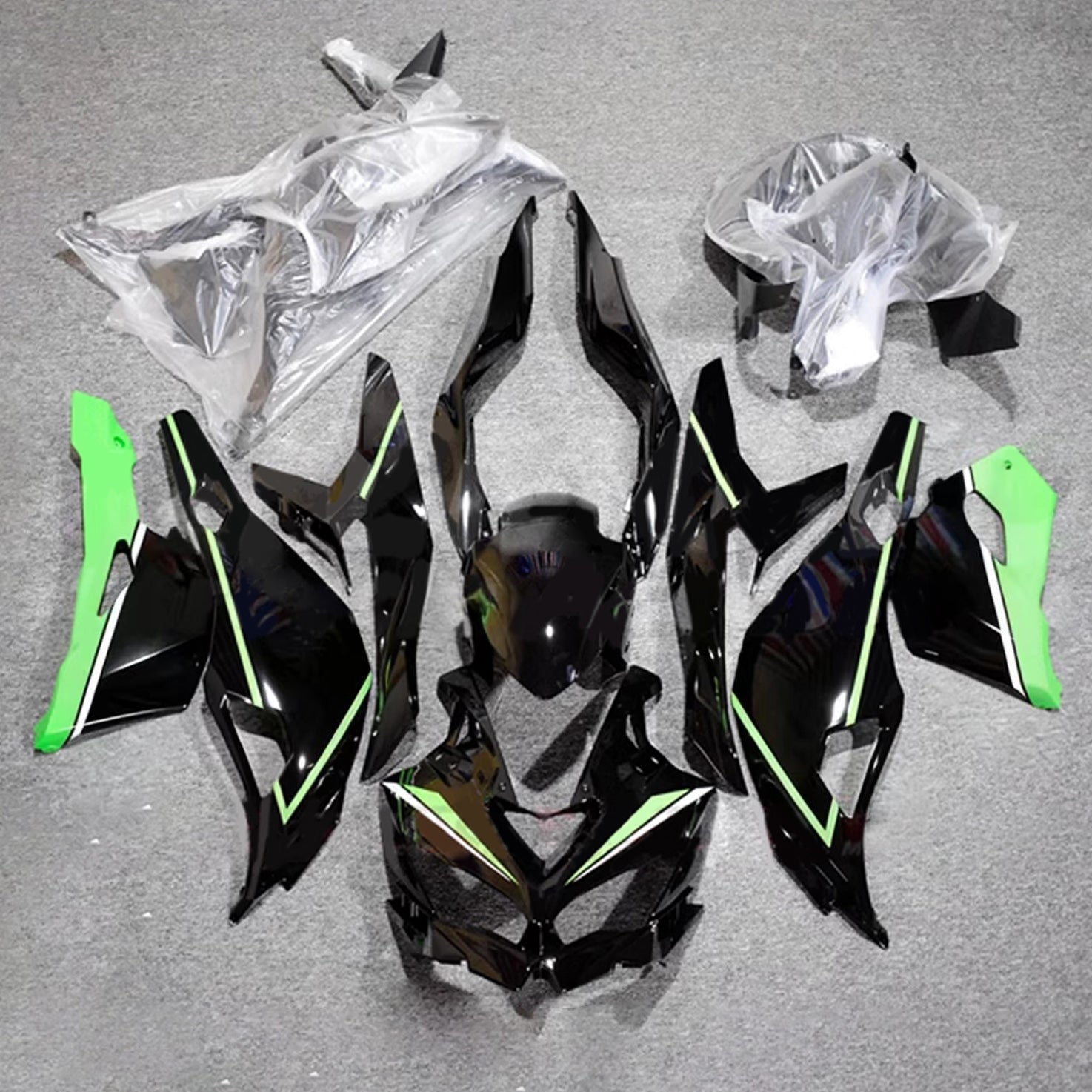 Amotopart 2019-2026 Ninja ZX-25R ZX-4R ZX-4RR Kawasaki Black&Green Fairing Kit