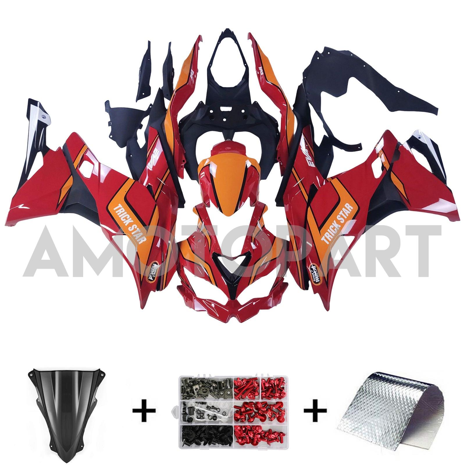 Amotopart 2019-2025 Ninja ZX-25R ZX-4R ZX-4RR Kawasaki Red & Orange Fairing Kit