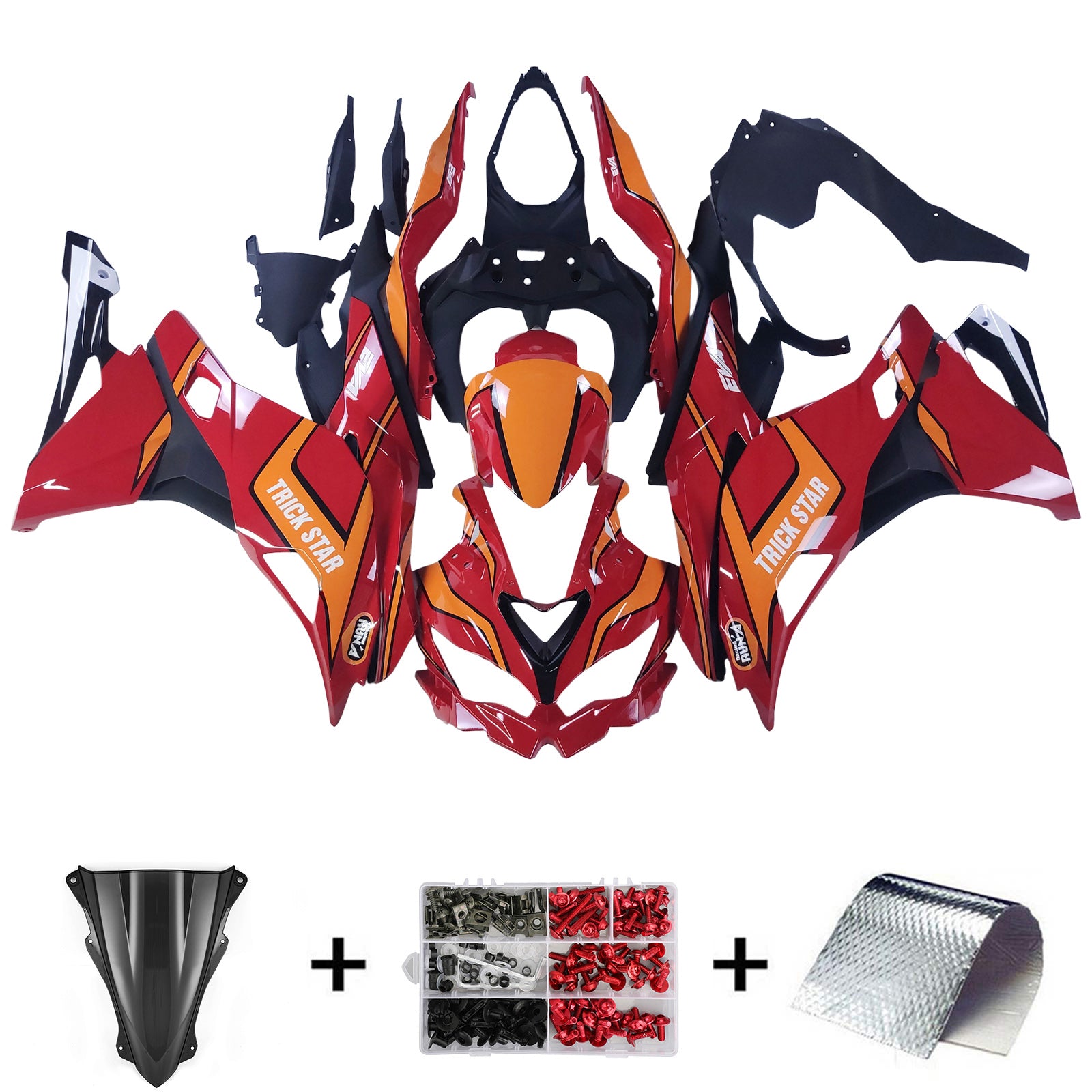 Amotopart 2019-2026 Ninja ZX-25R ZX-4R ZX-4RR Kawasaki Rouge&OKit de carénage de gamme