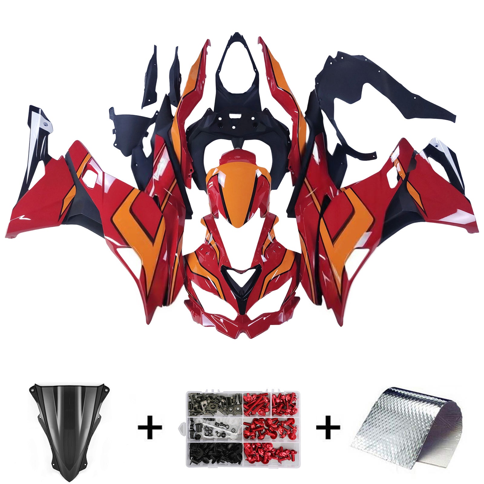 Amotopart 2019-2025 Ninja ZX-25R ZX-4R ZX-4RR Kawasaki Red&Orange Fairing Kit